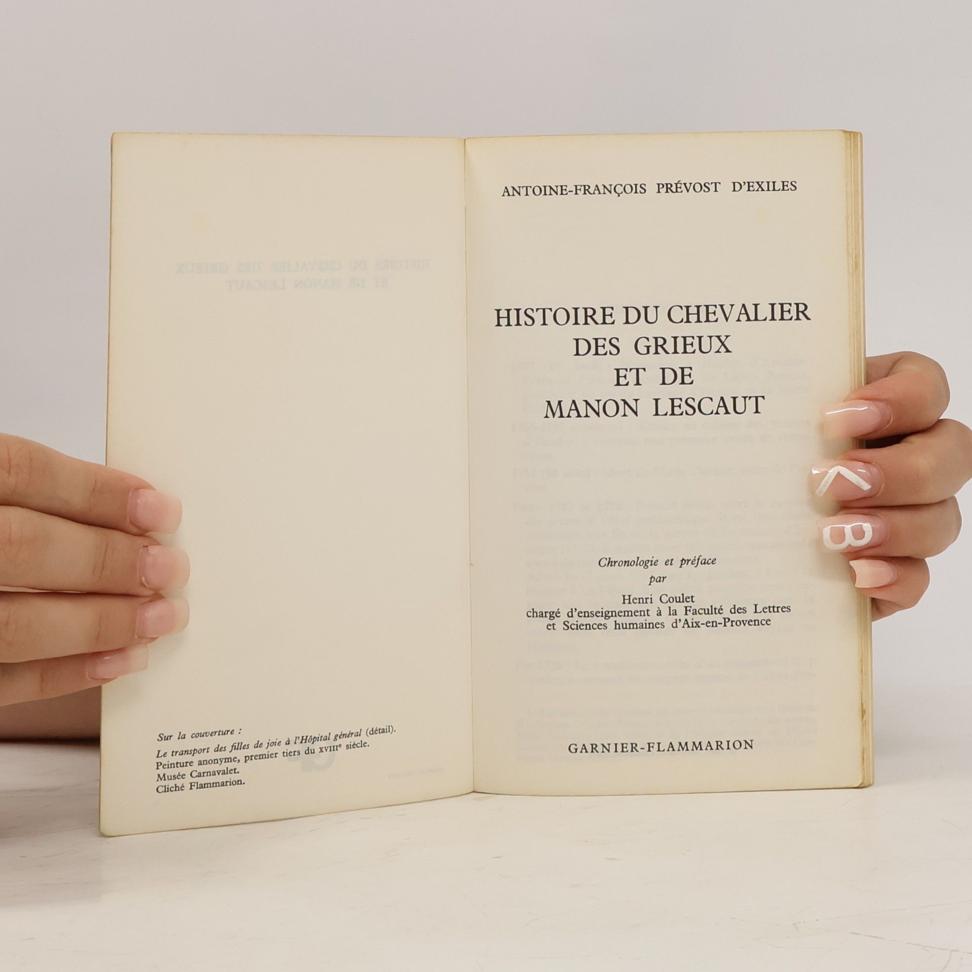 Antoine François Prévost Histoire du chevalier des Grieux et de Manon Lescaut