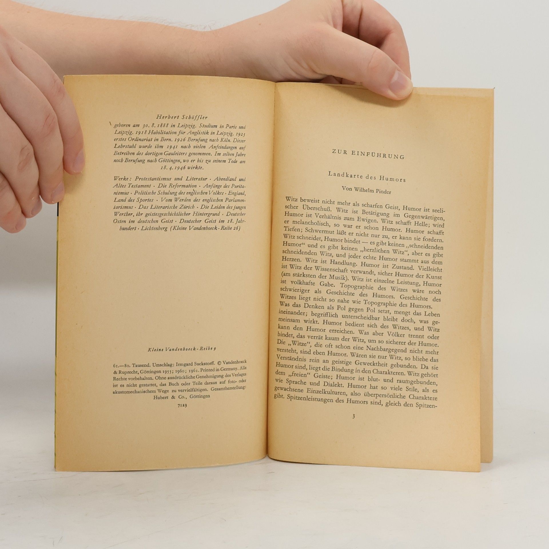 Herbert Schöffler Kleine Geographie des deutschen Witzes