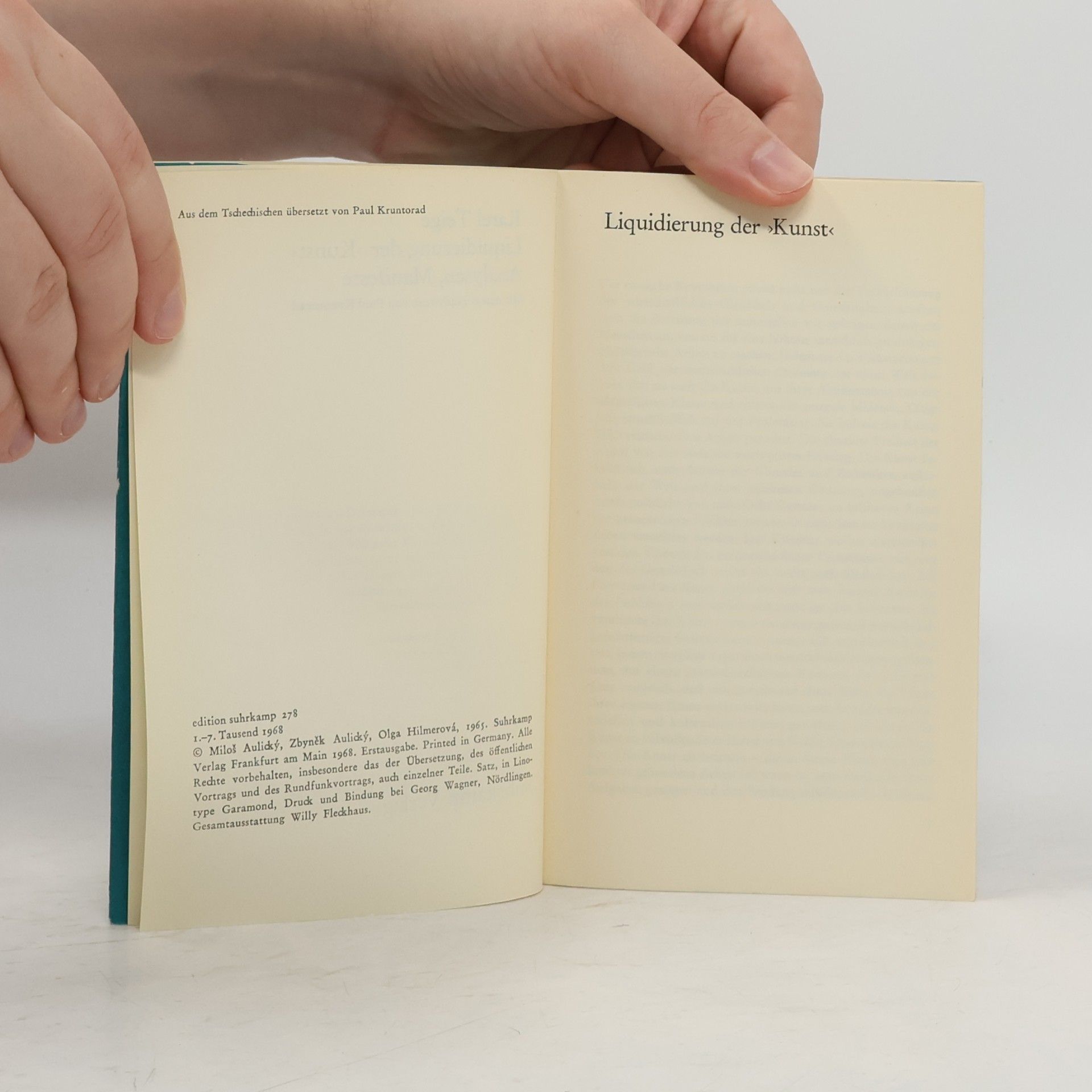 Karel Teige Liquidierung der "Kunst". Analysen, Manifeste