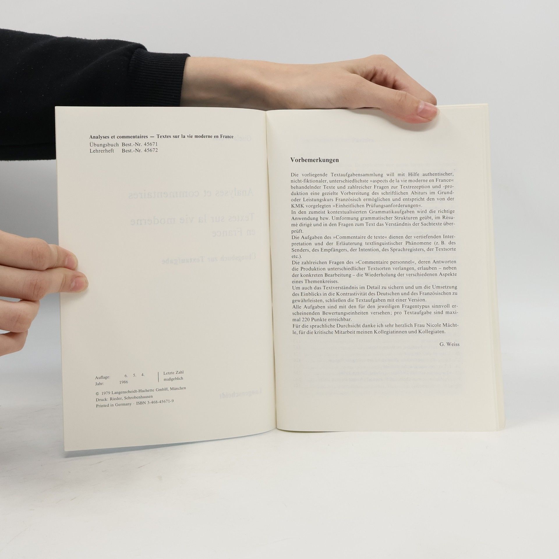 Gisela Weiss Analyses et commentaires - Textes sur la vie moderne en France