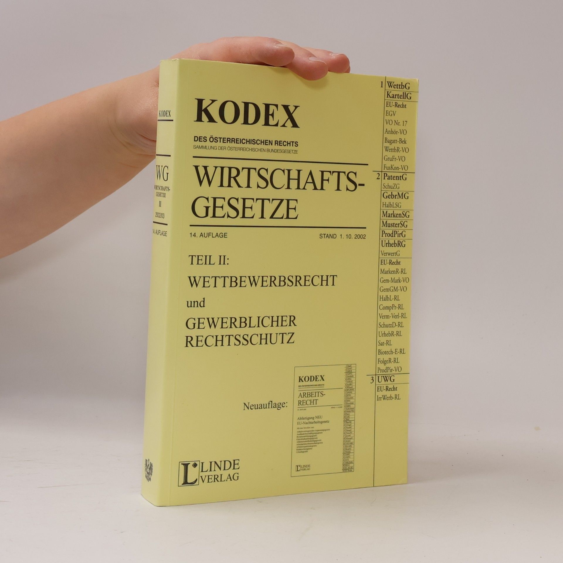 Georg Konetzky Wirtschaftsgesetze - 14. Auflage, Stand 1. 10. 2002 - Neuauflage