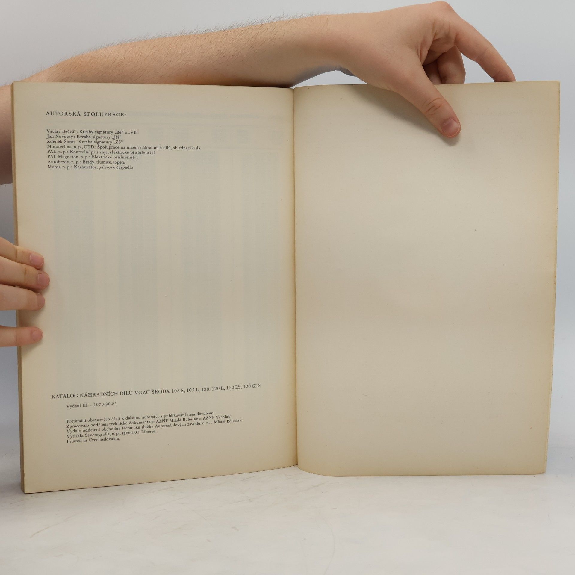 Various authors Katalog náhradních dílů vozů Škoda 105 S, 105 L, 120, 120 L, 120 LS, 120 GLS