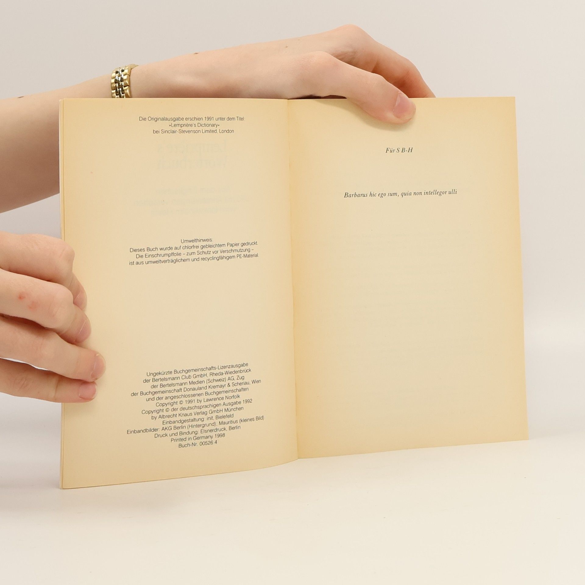 Lawrence Norfolk Lemprière's Wörterbuch