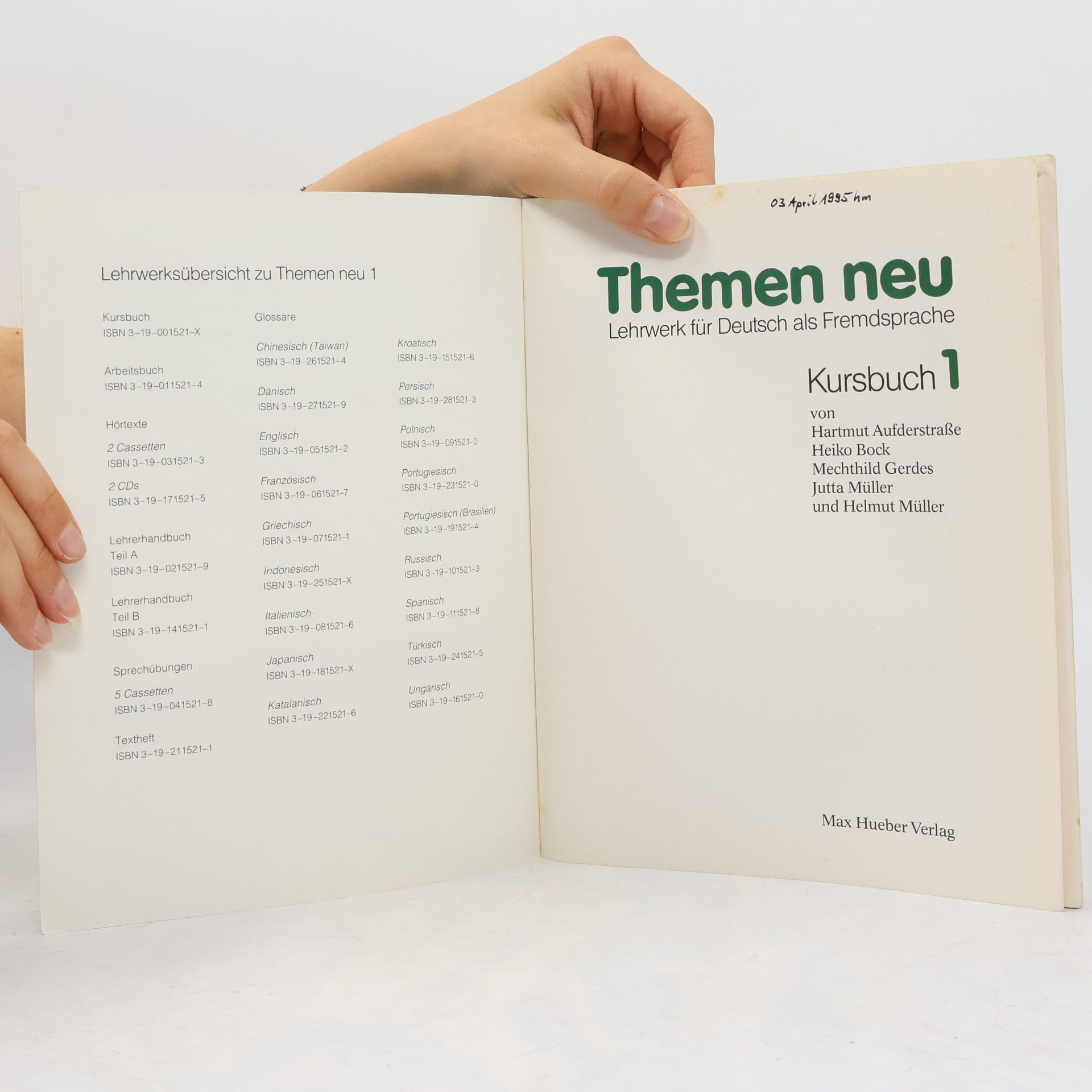 Hartmut Aufderstrasse Themen neu 1 : Kursbuch. Lehrwerk für Deutsch als Fremdsprache