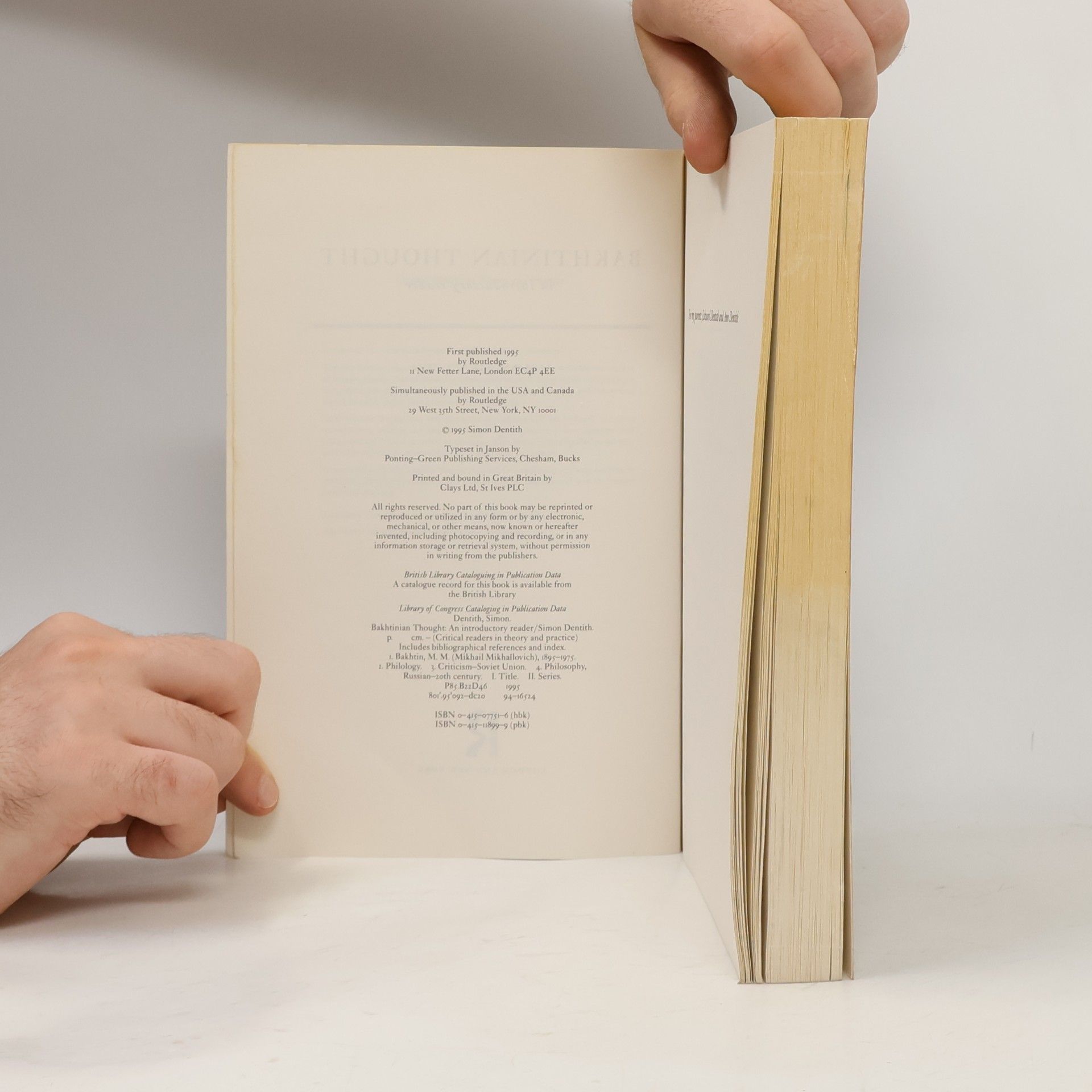 Simon Dentith Critical Readers in Theory and Practice: Bakhtinian Thought