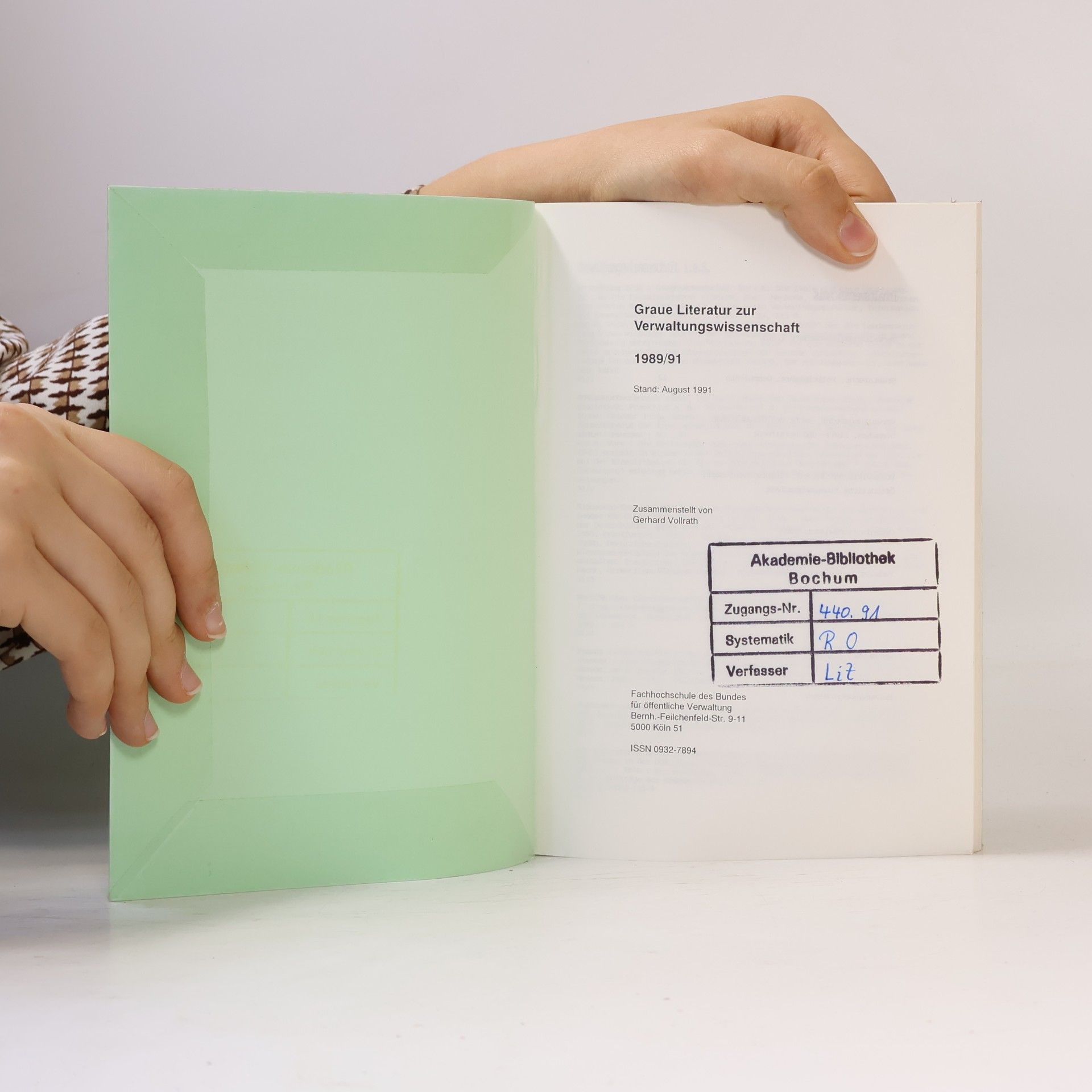 Autorenkollektiv Graue Literatur zur Verwaltungswissenschaft 1989/91