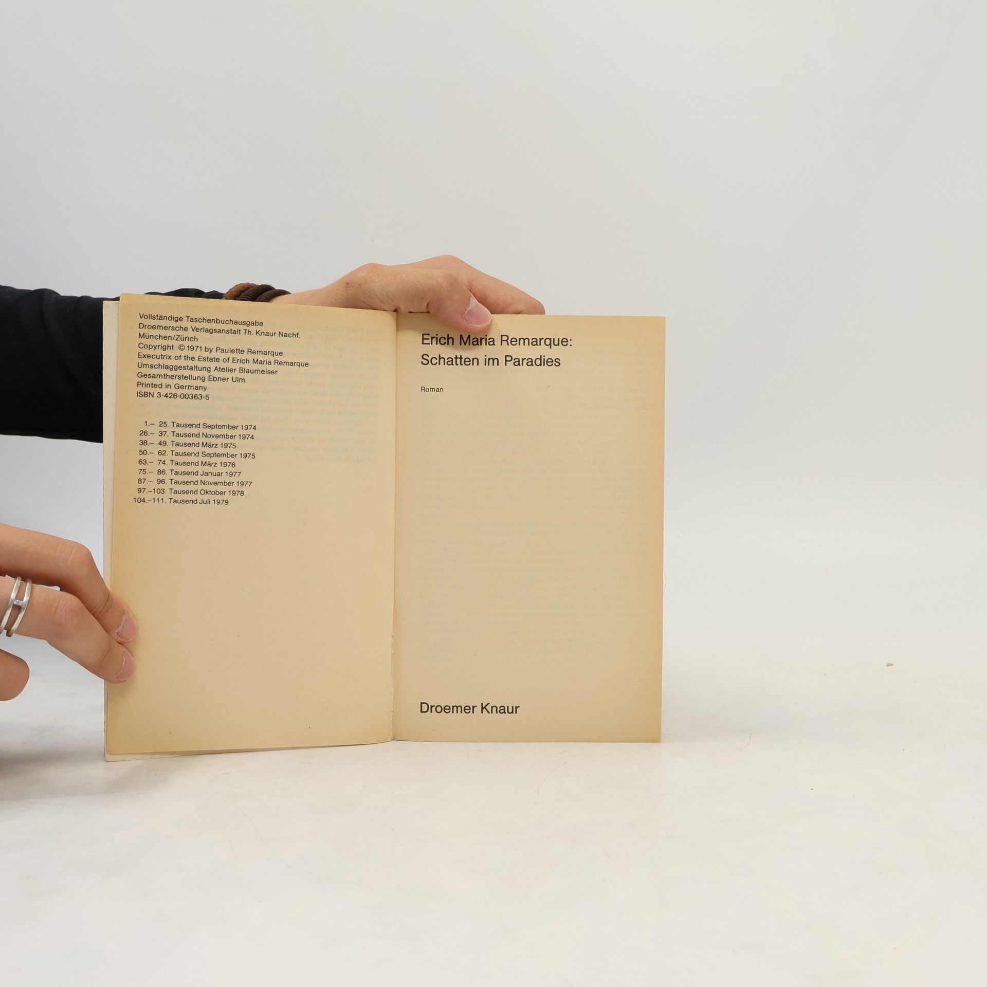 Erich Maria Remarque Schatten im Paradies : Roman