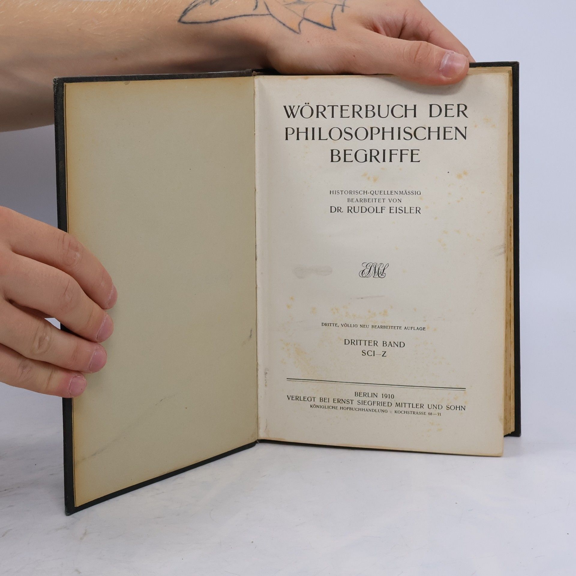 Rudolf Eisler Wörterbuch der Philosophischen Begriffe 3