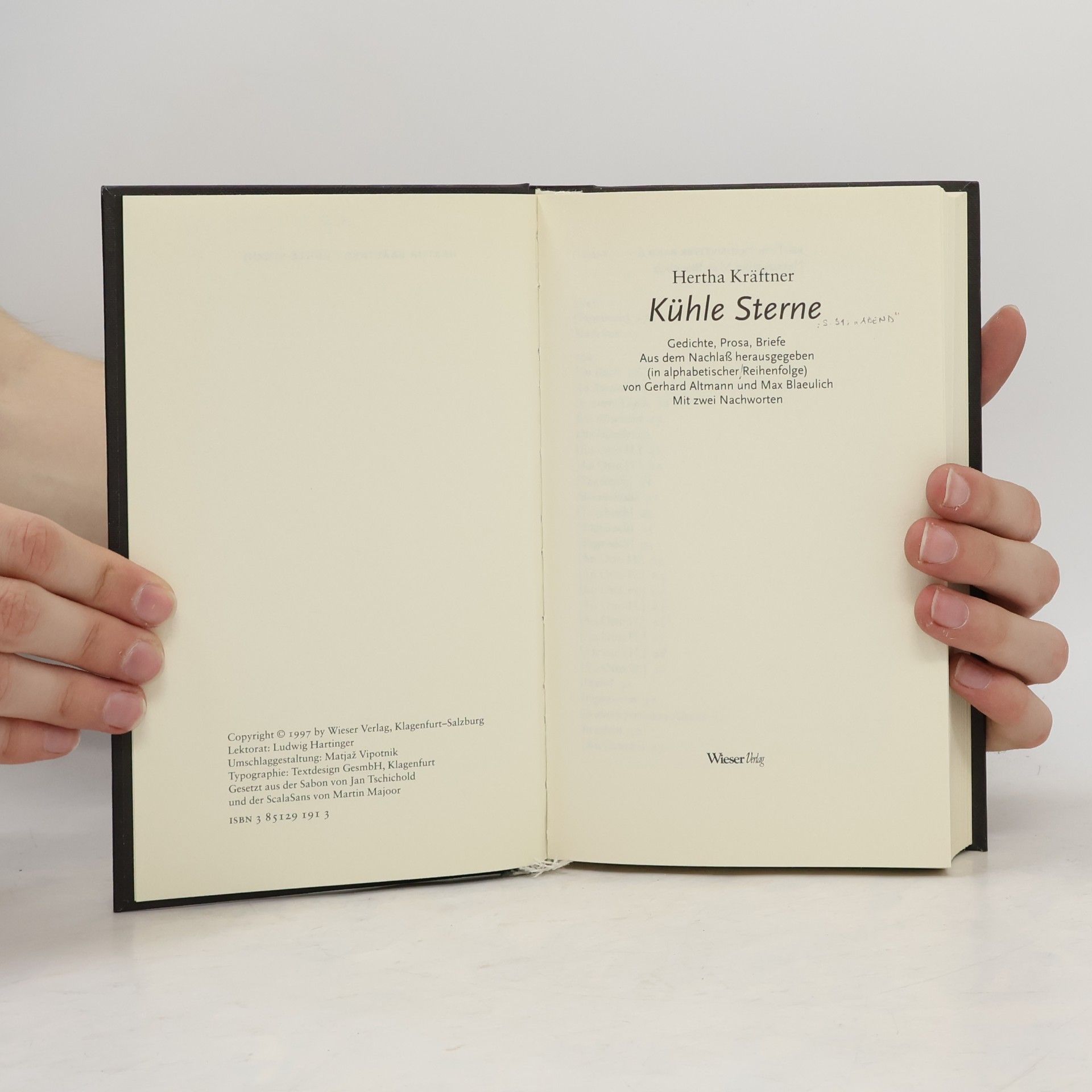 Gerhard Altmann Kühle Sterne : Gedichte, Prosa, Briefe