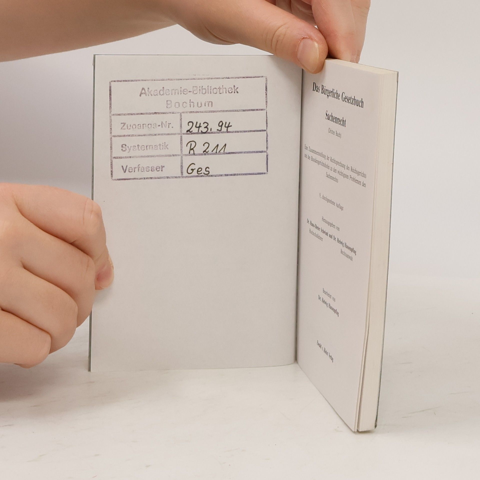Hassenpflug Das Bürgerliche Gesetzbuch - Sachenrecht