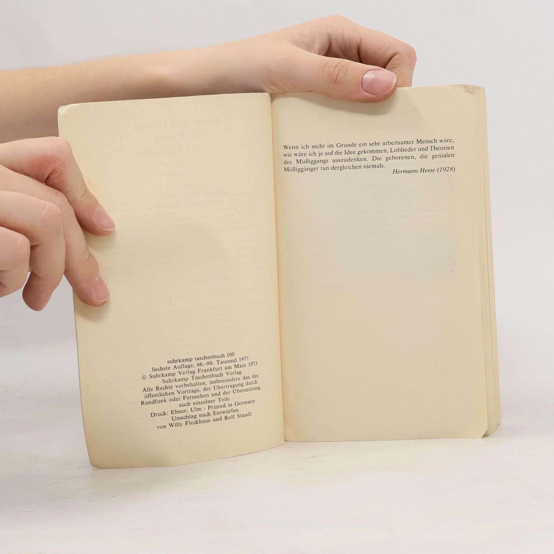 Hermann Hesse Die Kunst des Müßiggangs