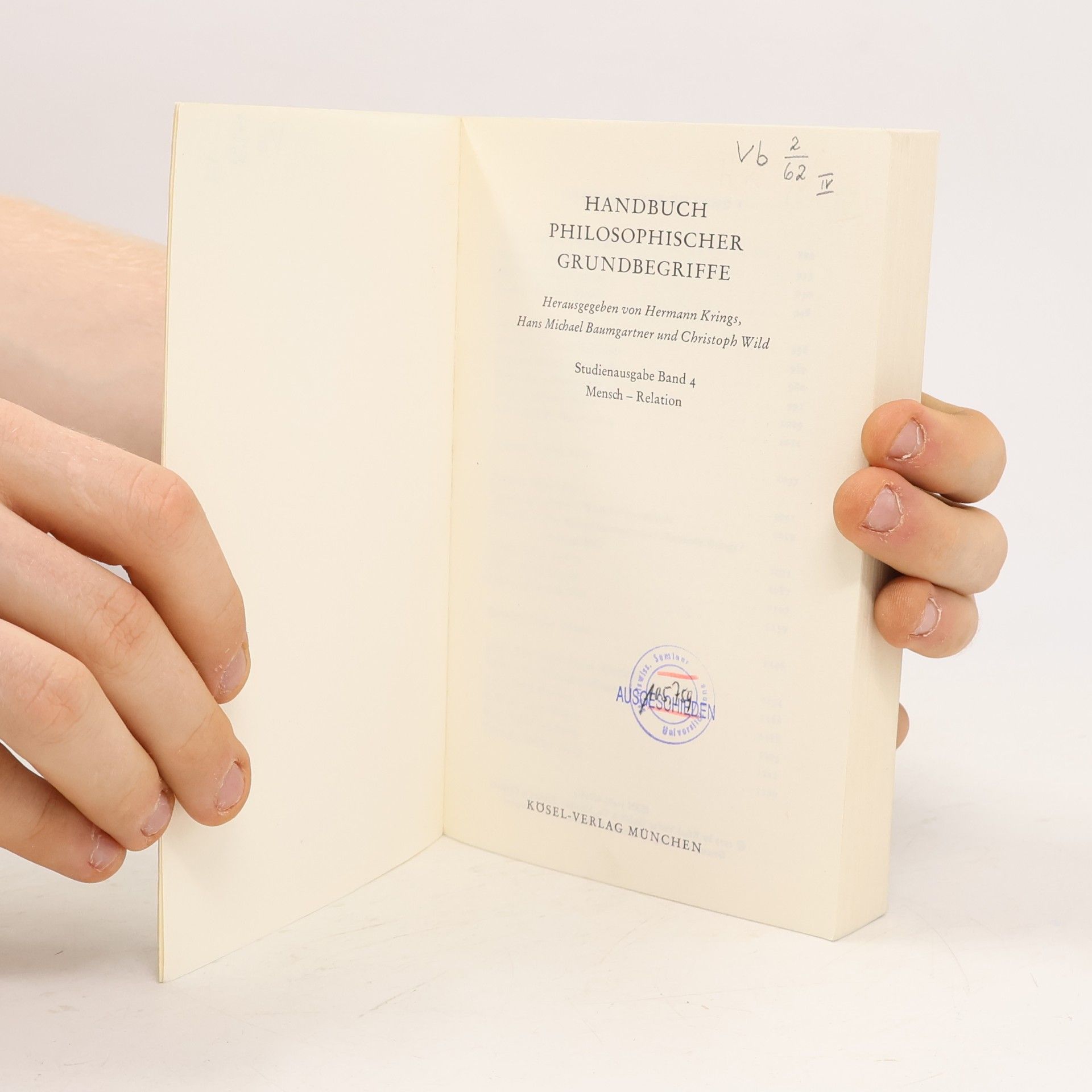 Hermann Krings Handbuch Philosophischer Grundbegriffe 4. Mensch-Relation