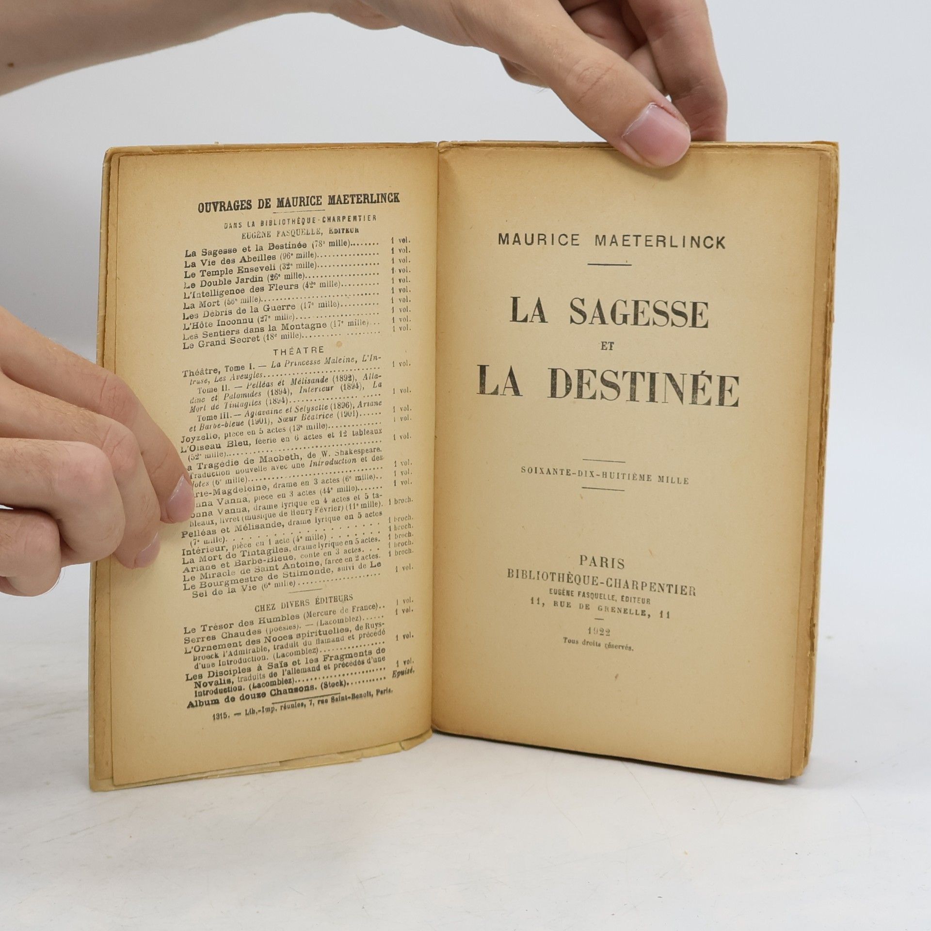 Maurice Maeterlinck La sagesse et la destinée
