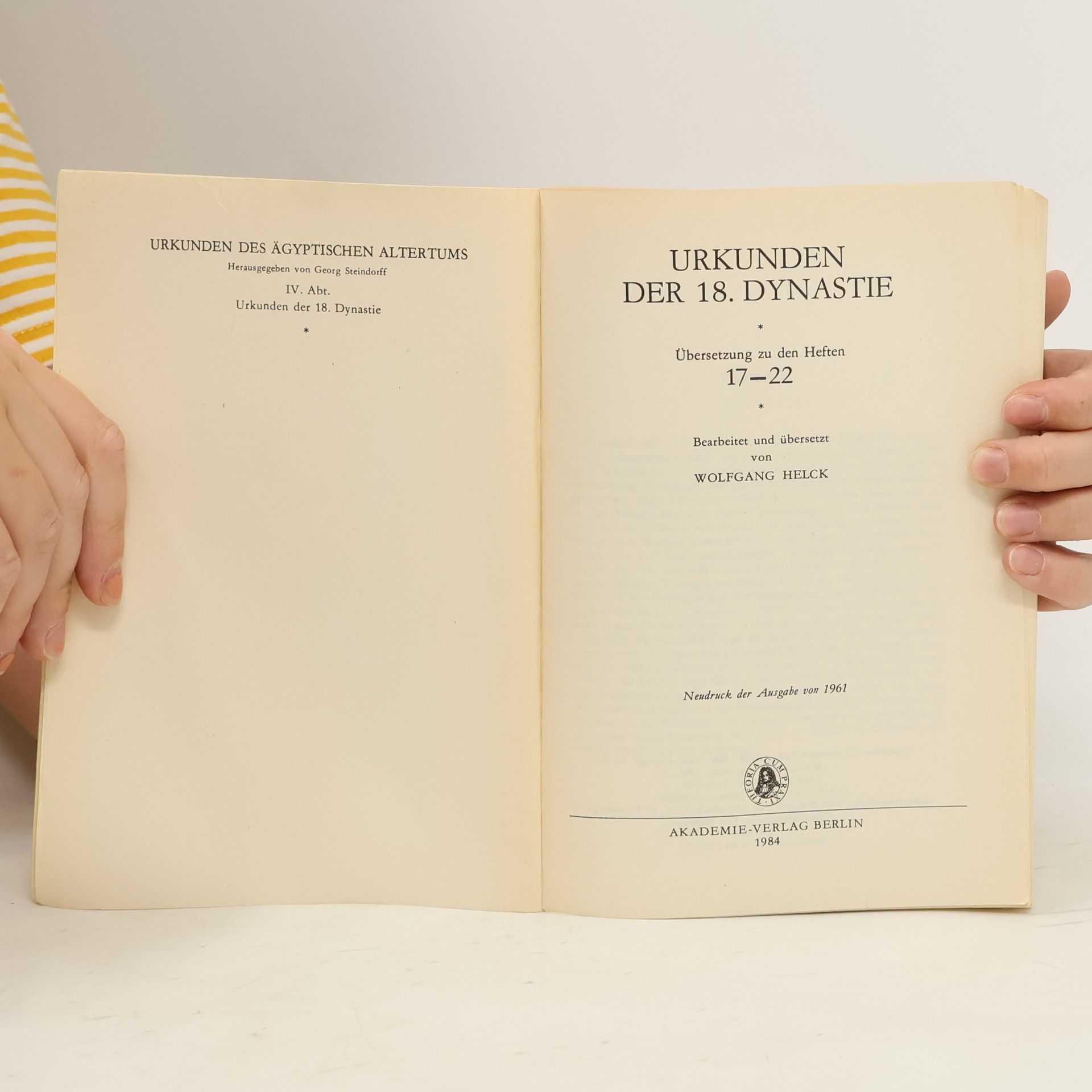 Wolfgang Helck Urkunden der 18. Dynastie: Übersetzung zu den Heften 17–22