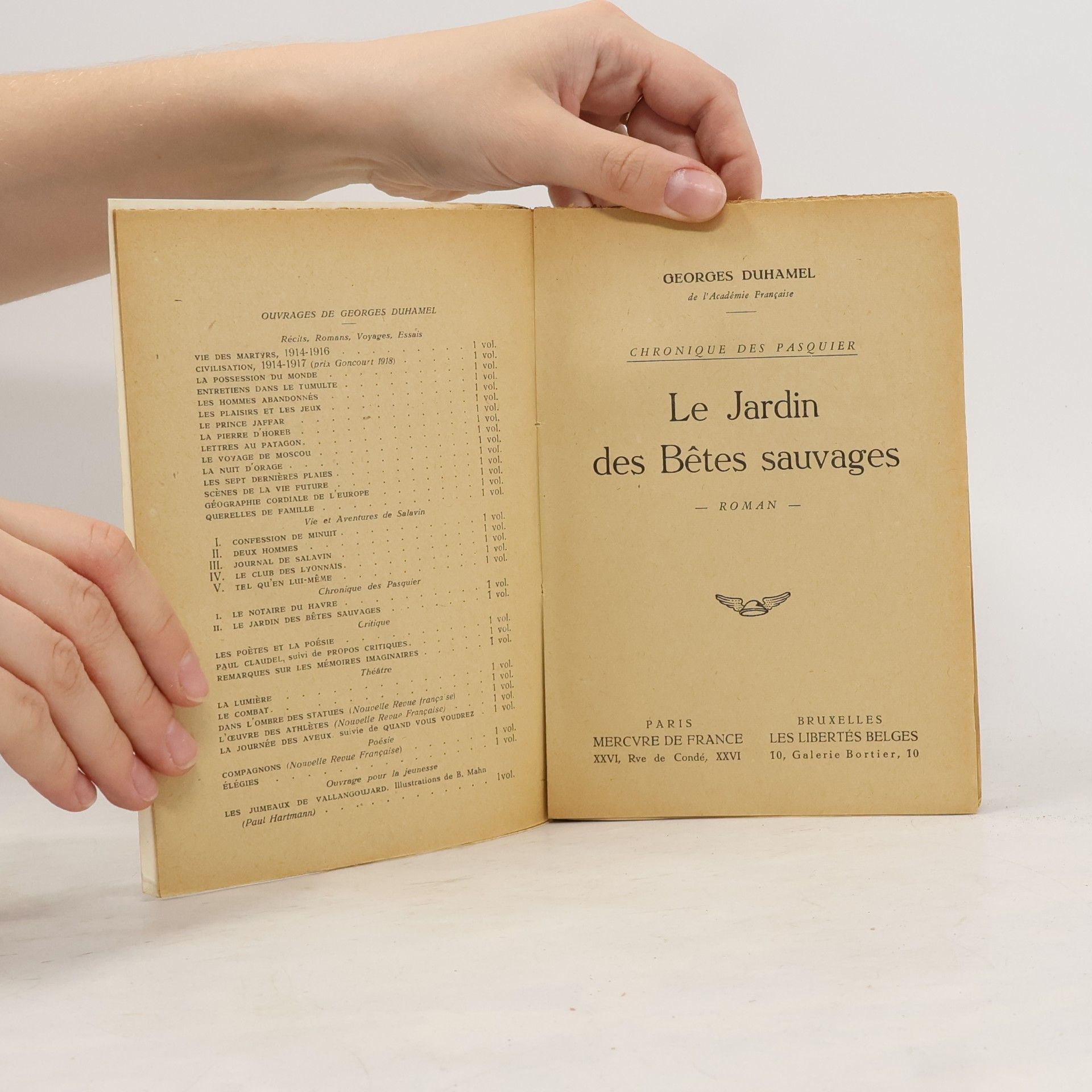 Georges Duhamel Le Jardin des Bêtes sauvages