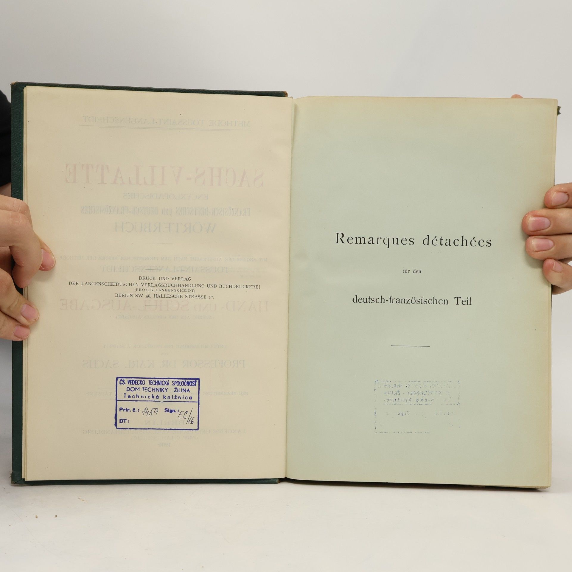 Karl Sachs Sachs-Villatte Enzyklopädisches Französisch-Deutsches und Deutsch-Französisches Wörterbuch