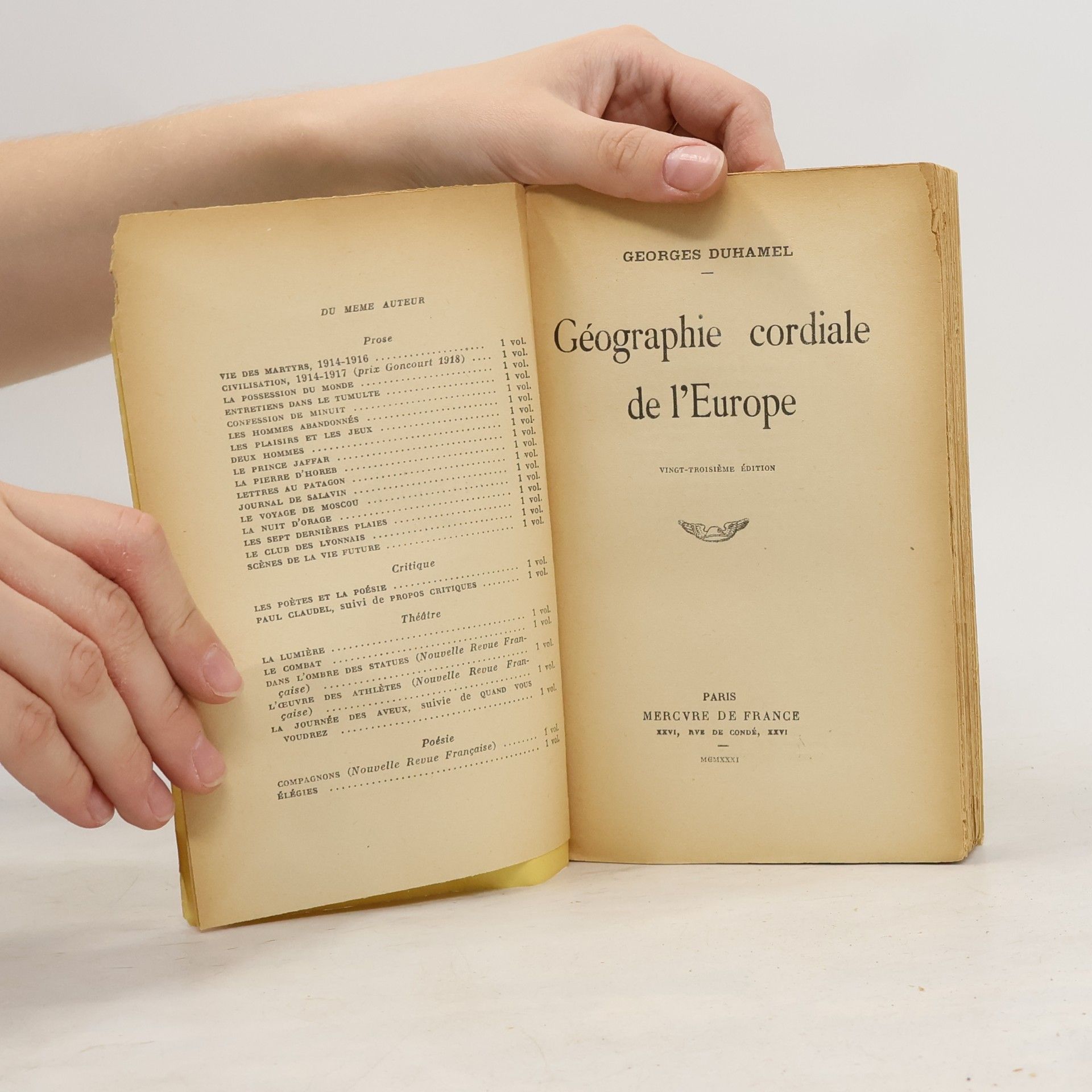 Georges Duhamel Géographie cordiale de l'Europe