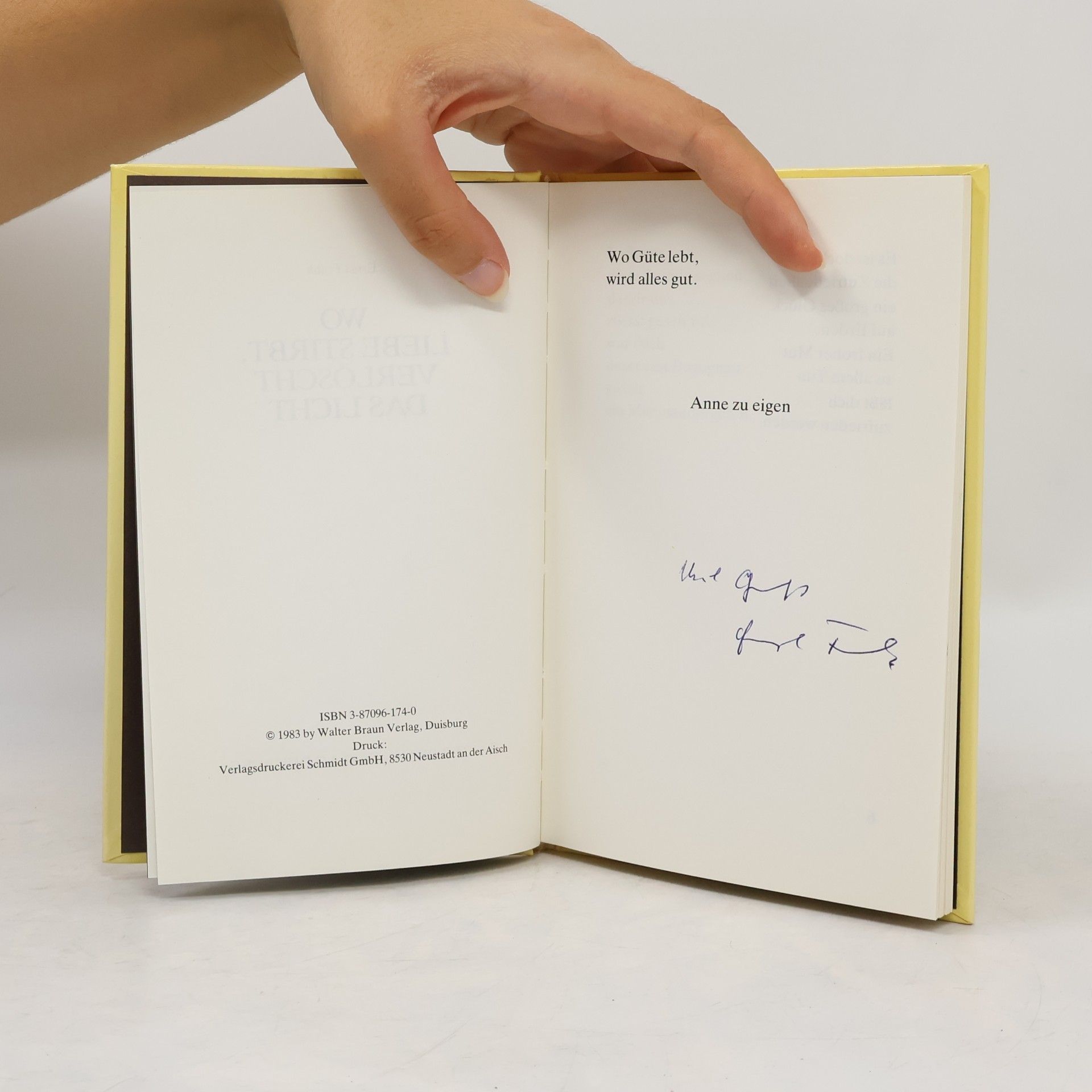 Ernst Frank Wo Liebe stirbt verlöscht das Licht