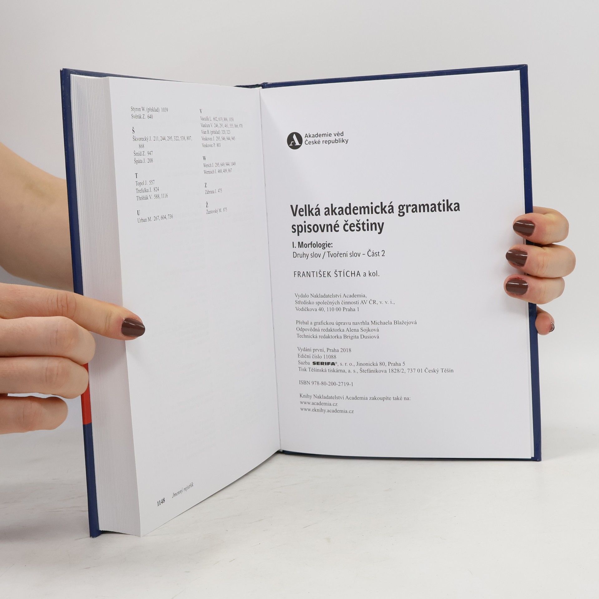 František Štícha Velká akademická gramatika spisovné češtiny I. Morfologie. Část 2