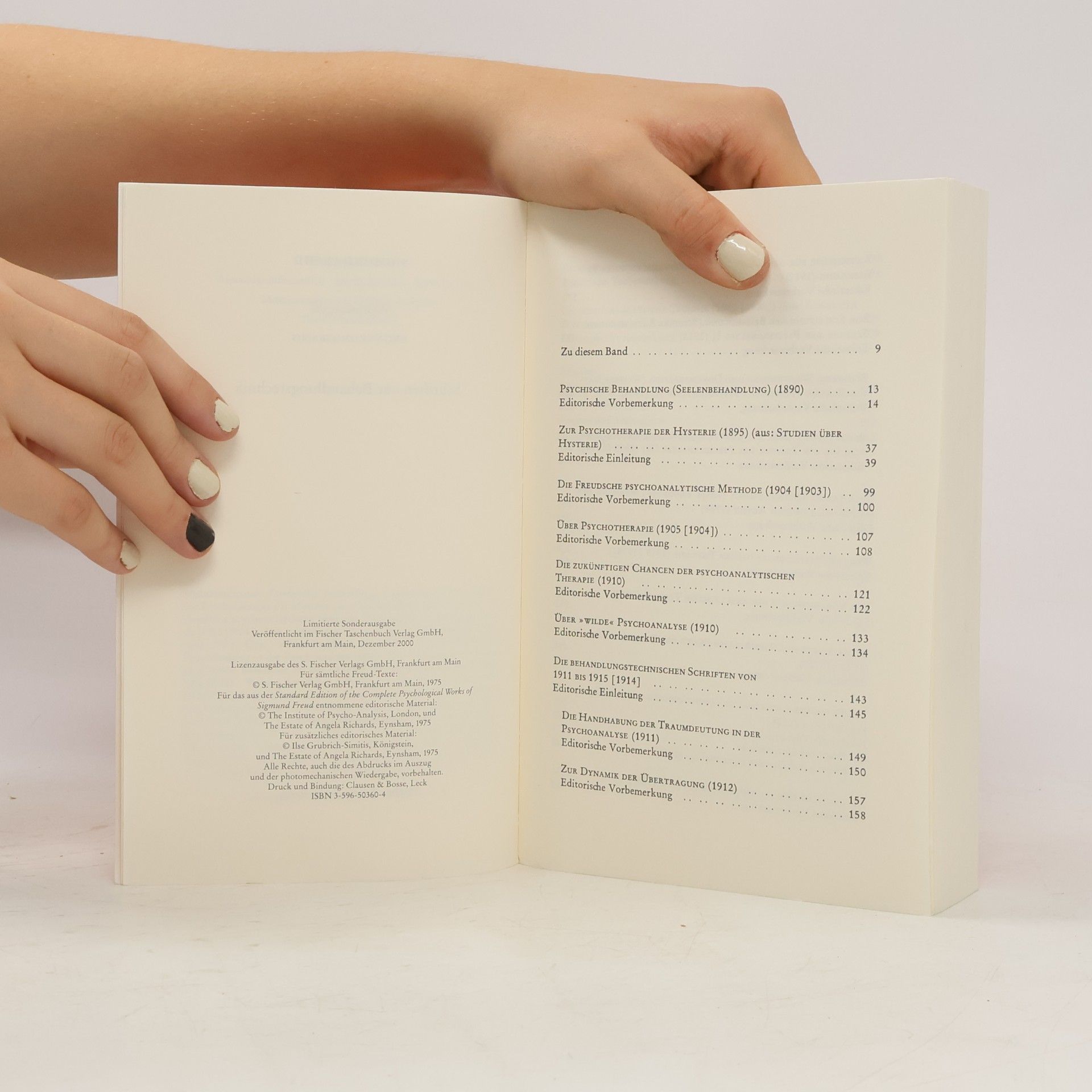 Sigmund Freud Schriften zur Behandlungstechnik