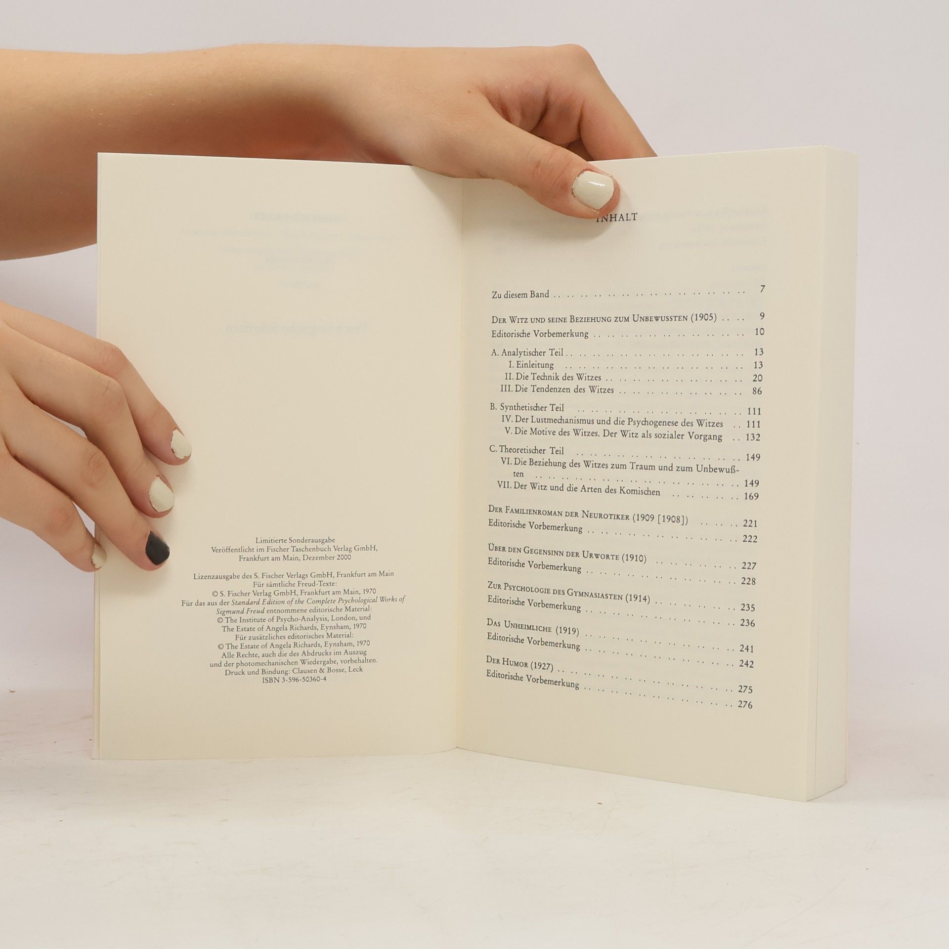 Sigmund Freud Psychologische Schriften IV.
