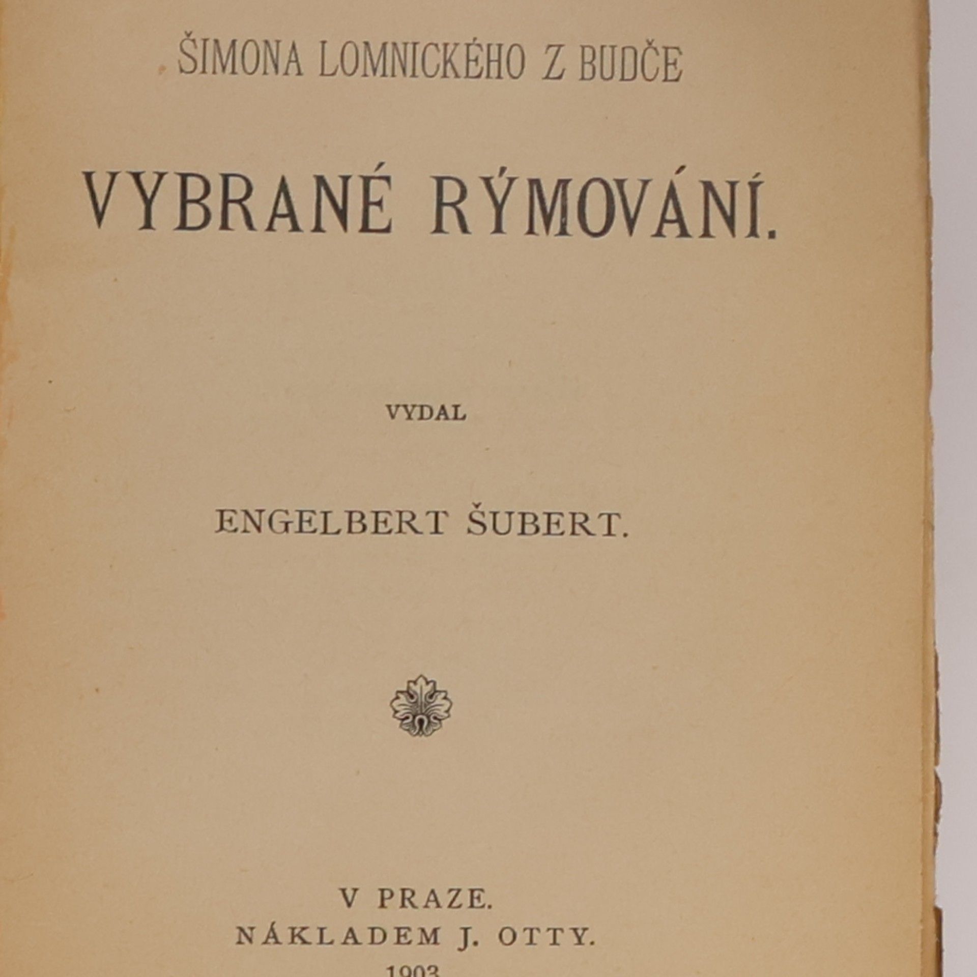 Šimon Lomnický z. Budče Vybrané rýmování