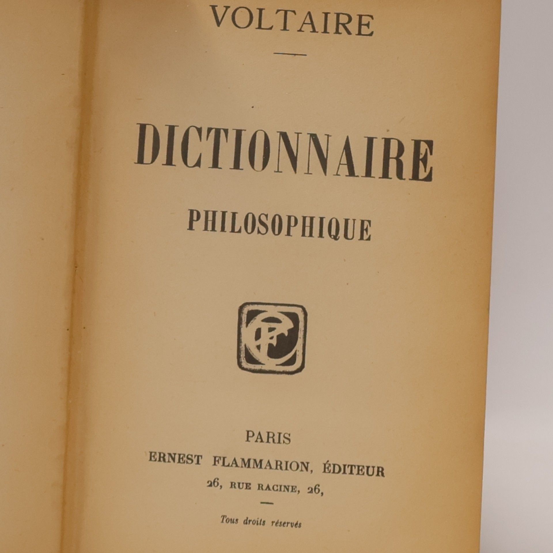 Voltaire Dictionnaire philosophique