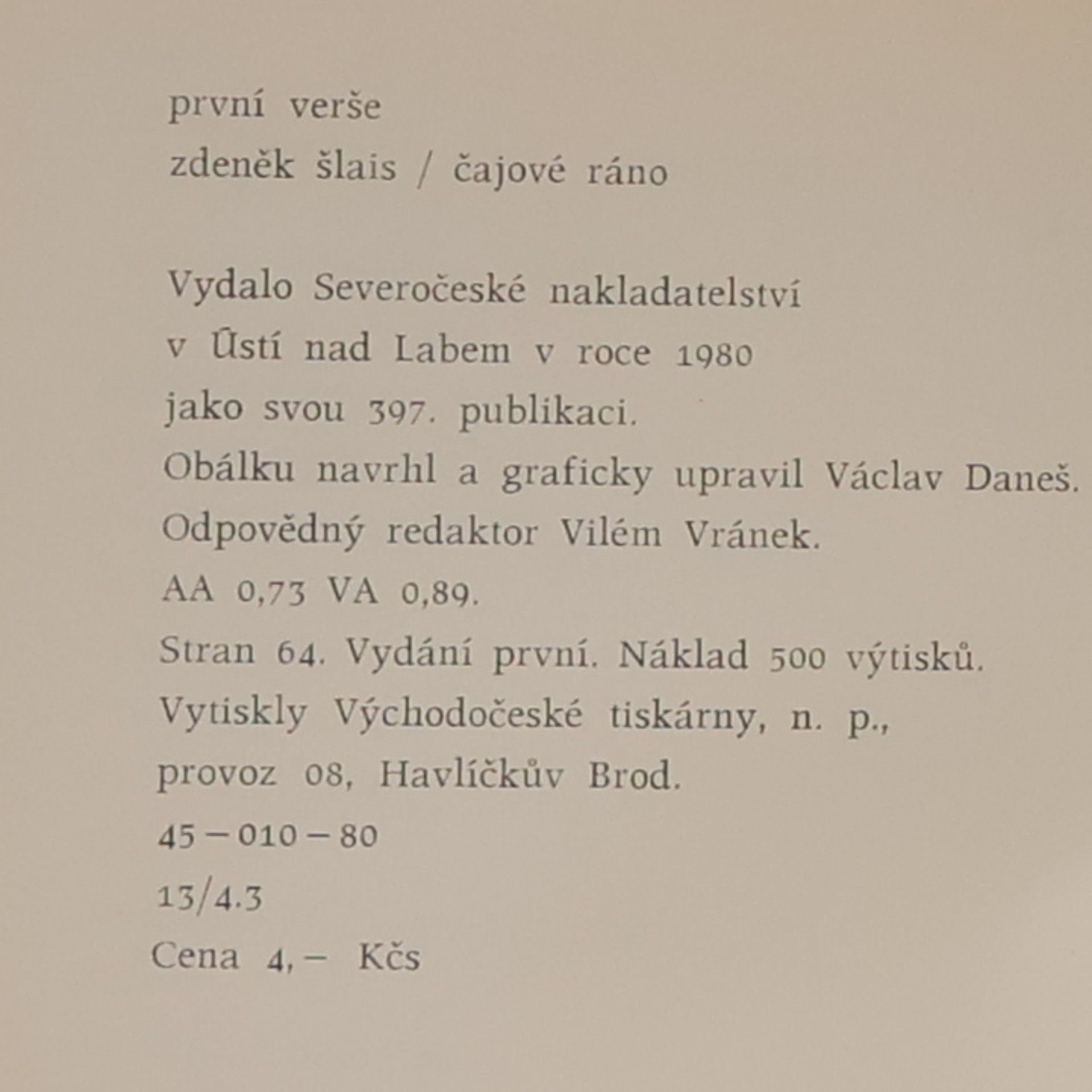 Zdeněk Šlais První verše
