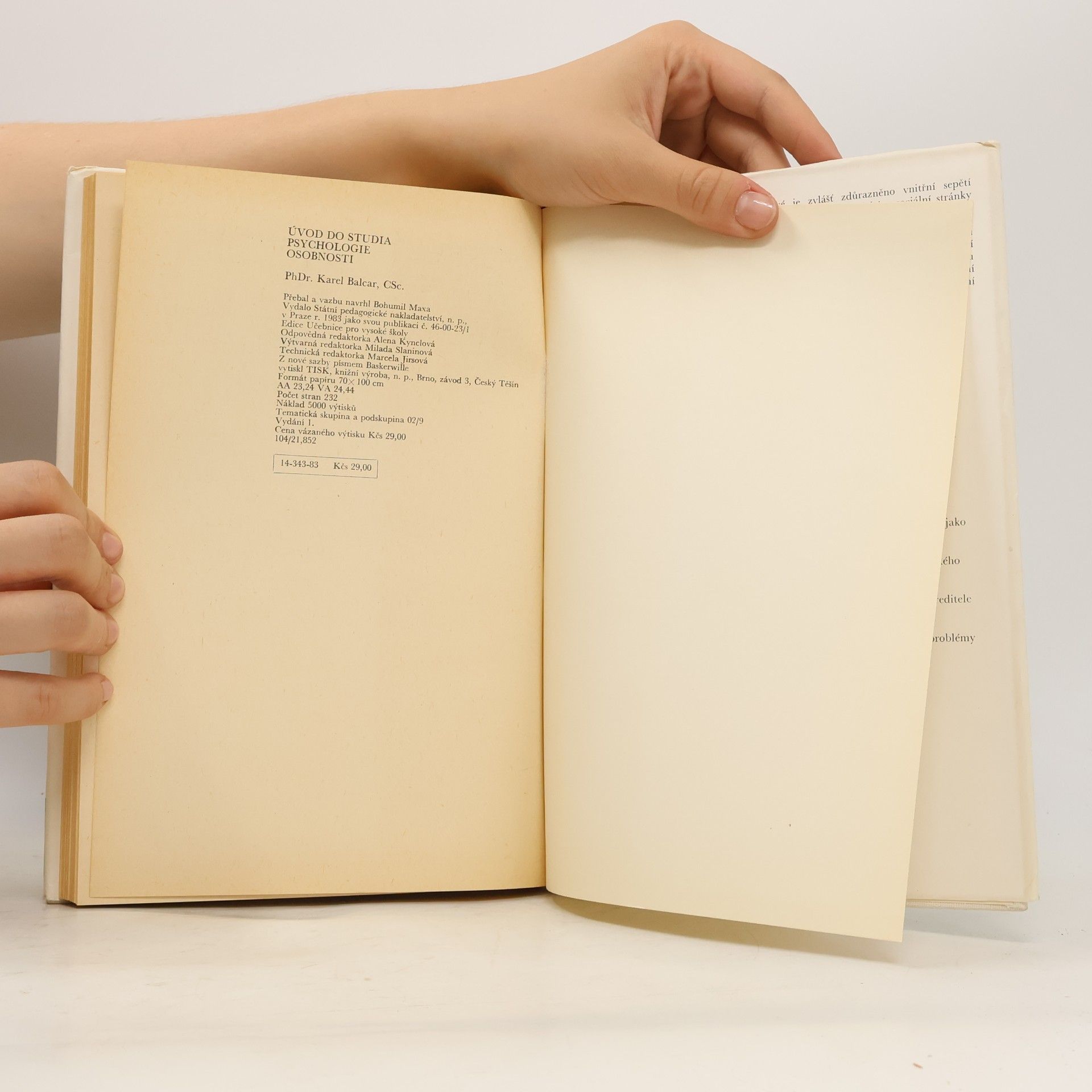 Karel Balcar Úvod do studia psychologie osobnosti