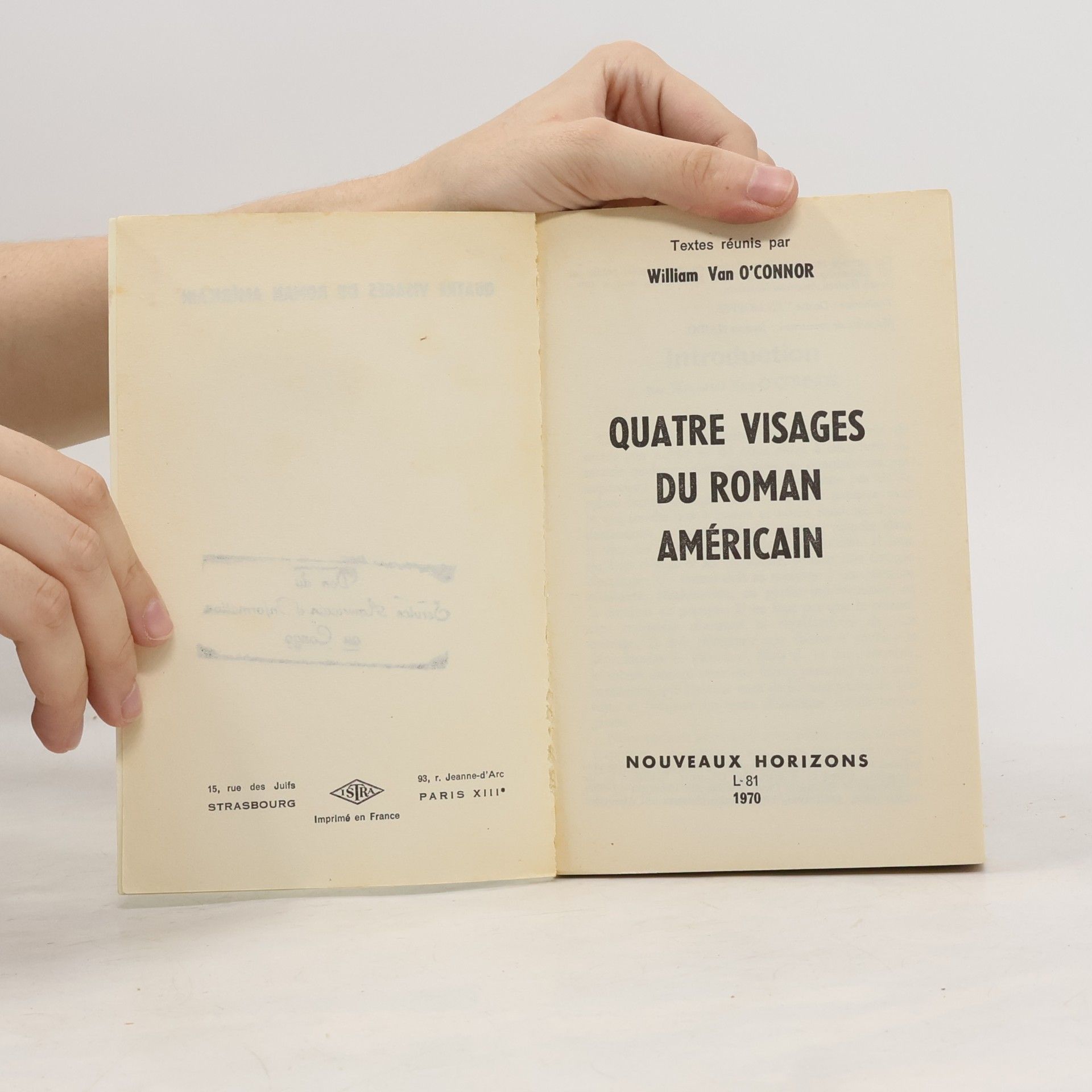 William Van O. Connor Quatre visages du roman américain