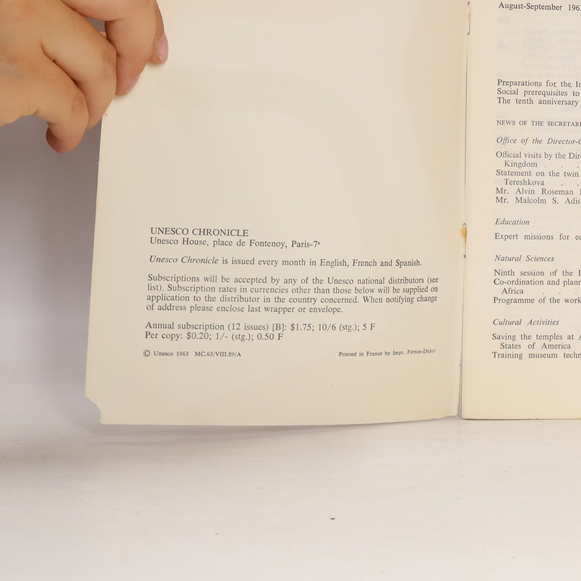 Various authors UNESCO Chronicle IX. No. 8-9