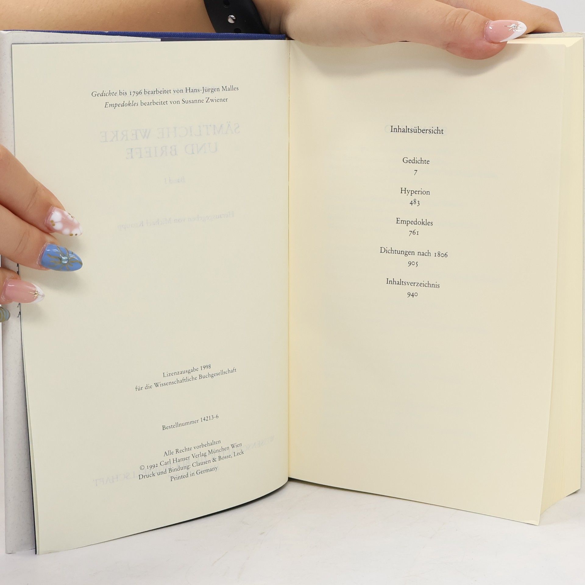 Friedrich Hölderlin Sämtliche Werke und Briefe I-III