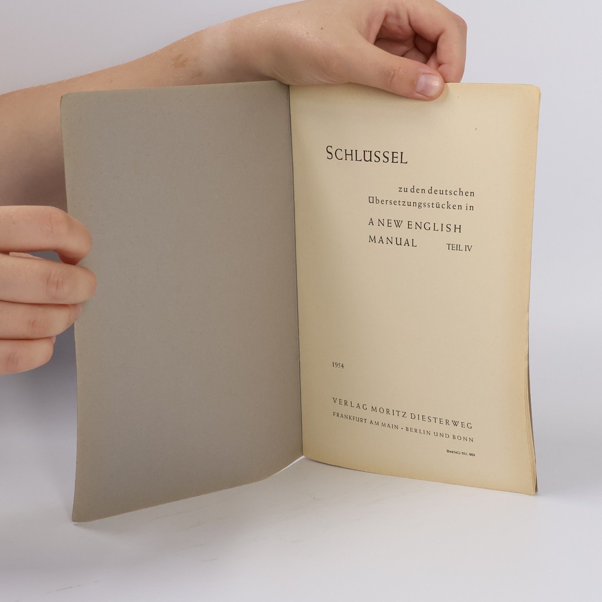 Gustav Schad Schlüssel zu den deutschen Übersetzungsstücken in A New English Manual IV.