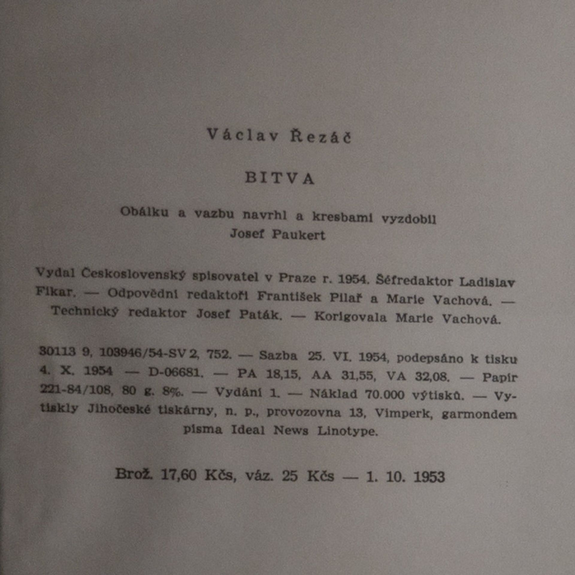 Václav Řezáč Bitva