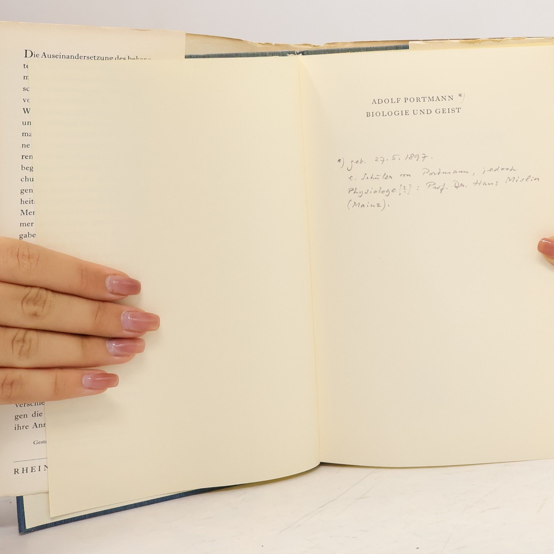 Adolf Portmann Biologie und Geist