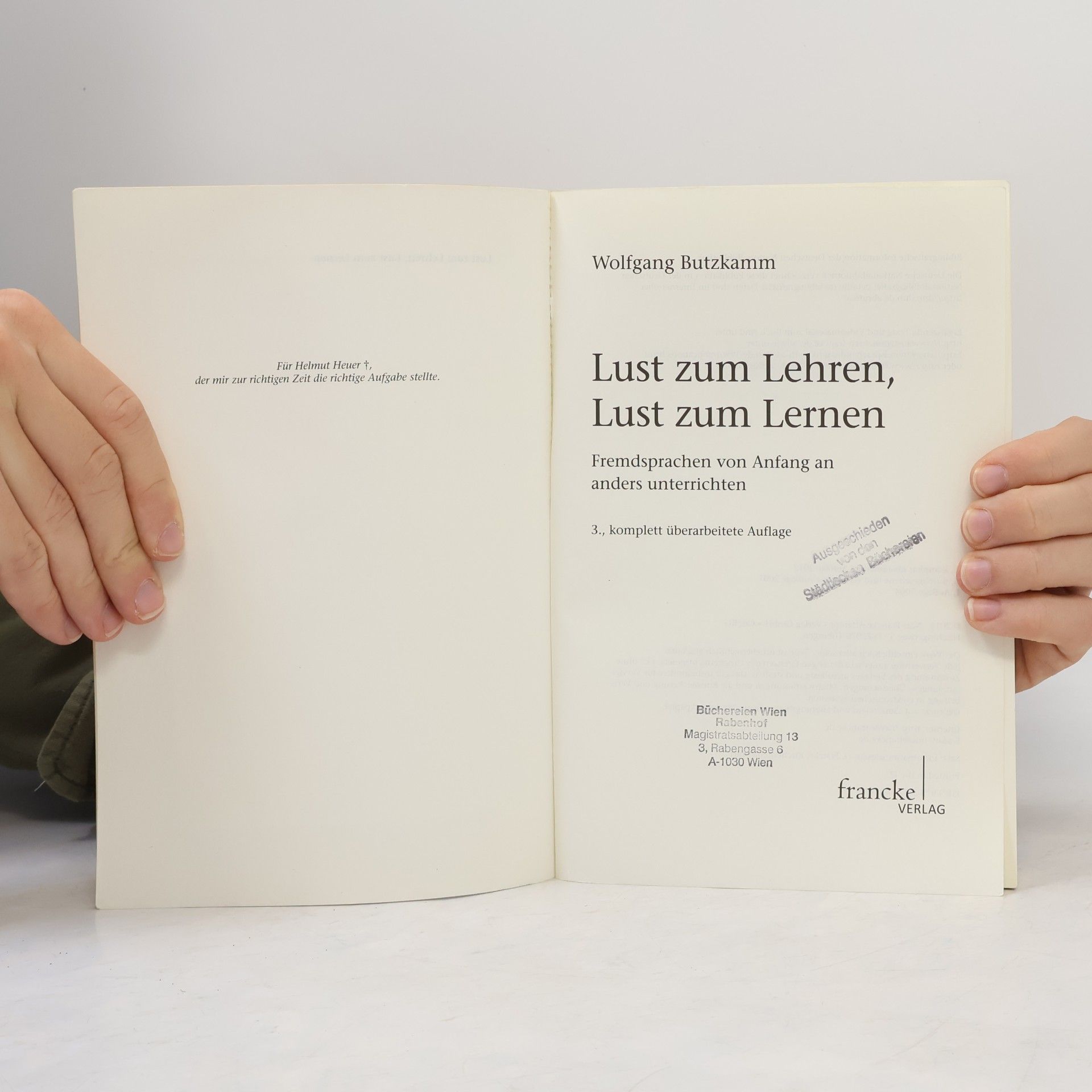 Wolfgang Butzkamm Lust zum Lehren, Lust zum Lernen