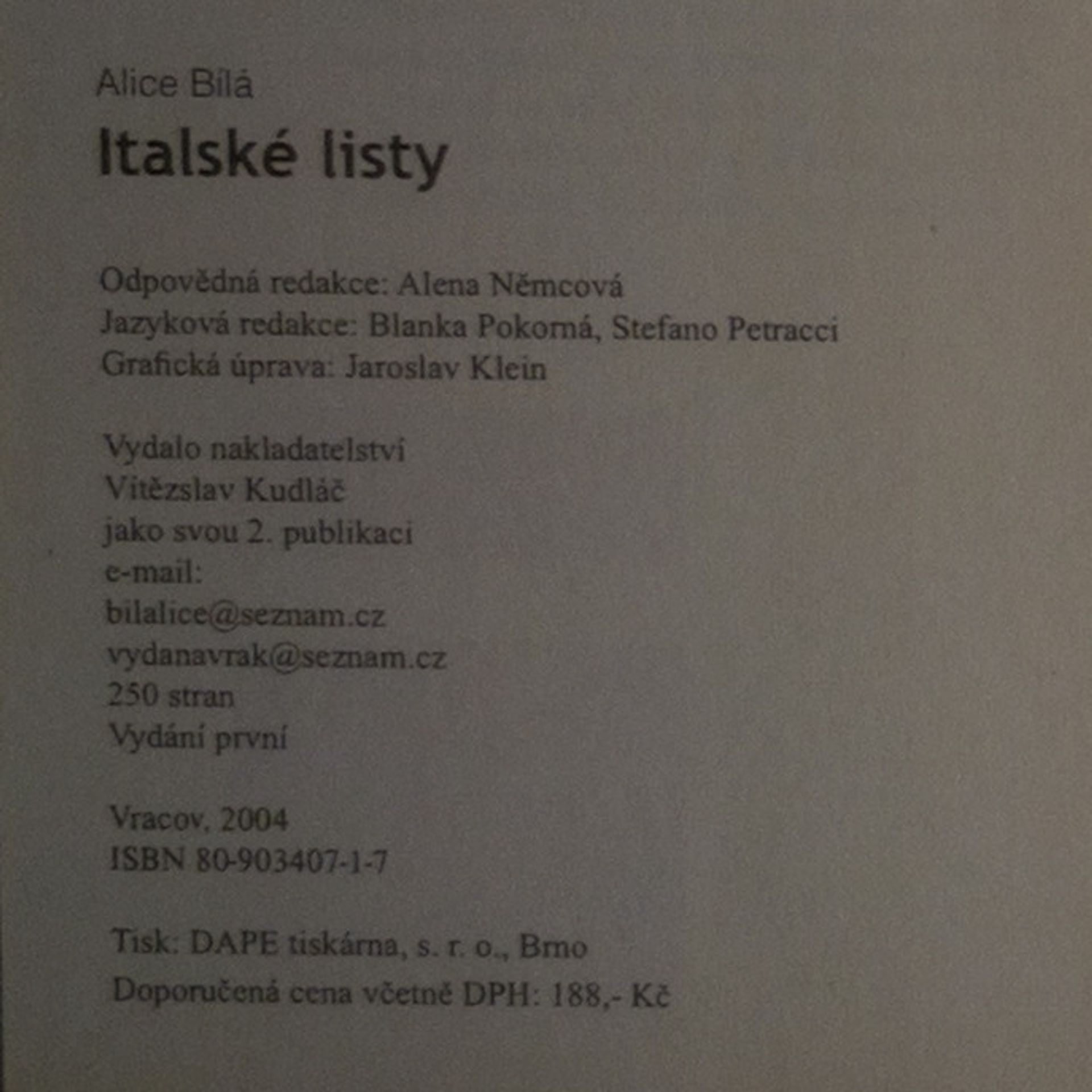 Alice Bílá Italské listy