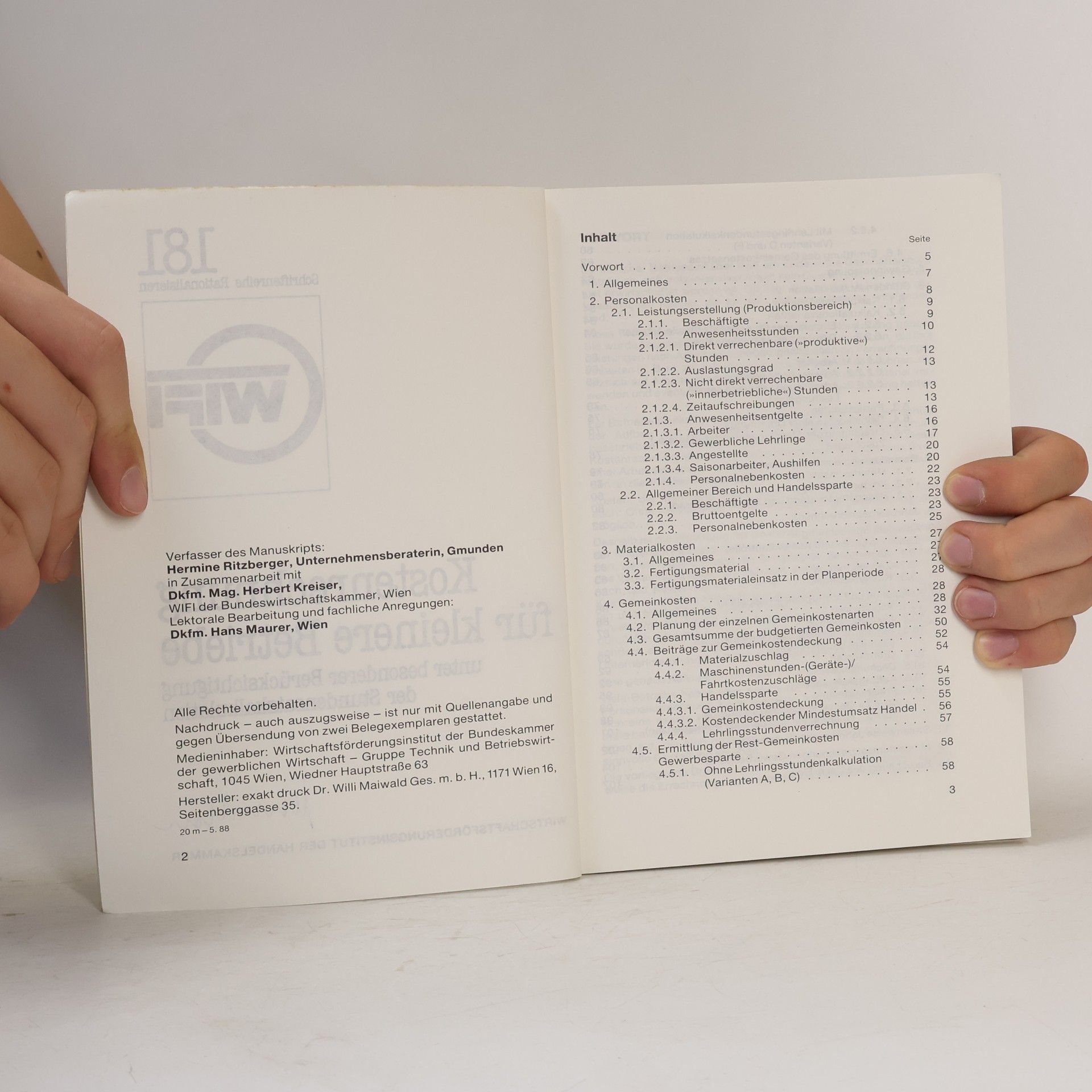 Autorenkollektiv Kostenrechnung für kleinere Betriebe