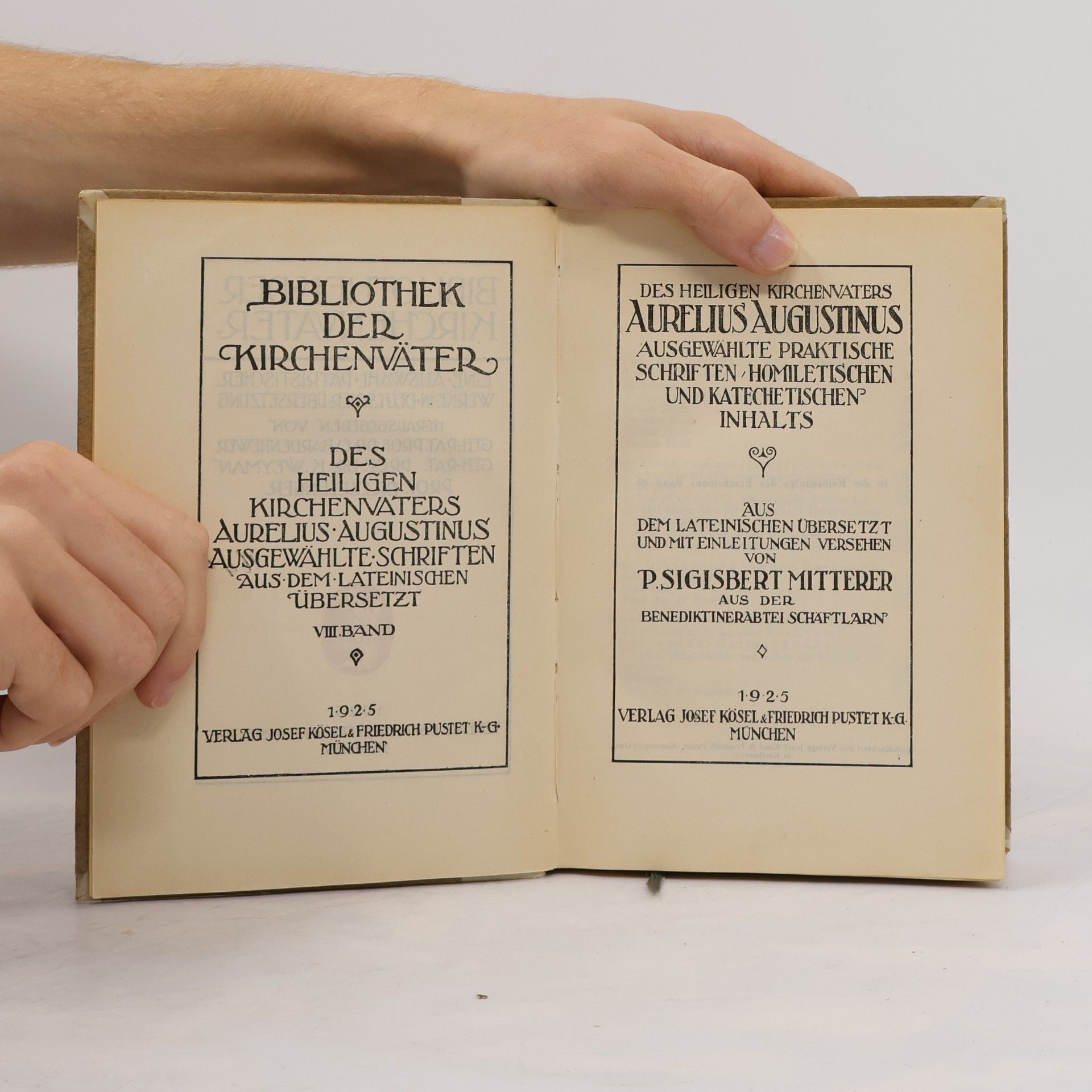 Augustin Des Heiligen Kirchenvaters Aurelius Augustinus Ausgewählte Schriften aus dem Lateinischen Übersetzt VIII. Band