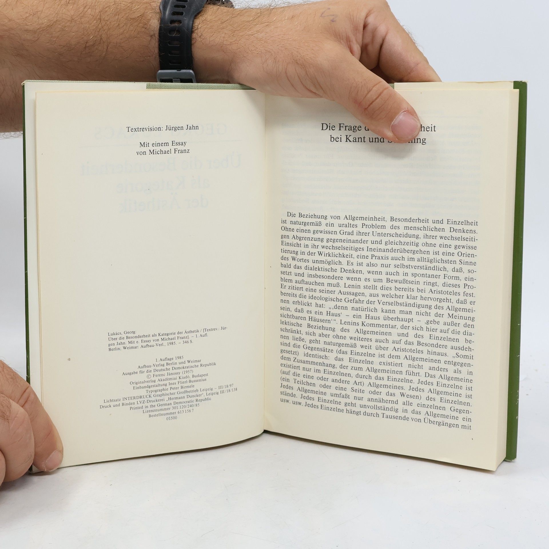 György Lukács Über die Besonderheit als Kategorie der Ästhetik