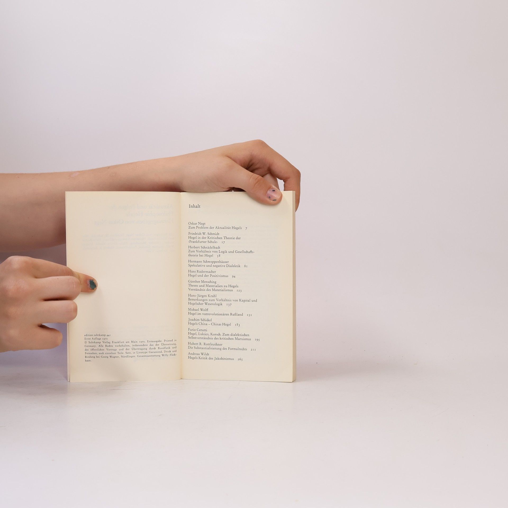 Oskar Negt Aktualität und Folgen der Philosophie Hegels
