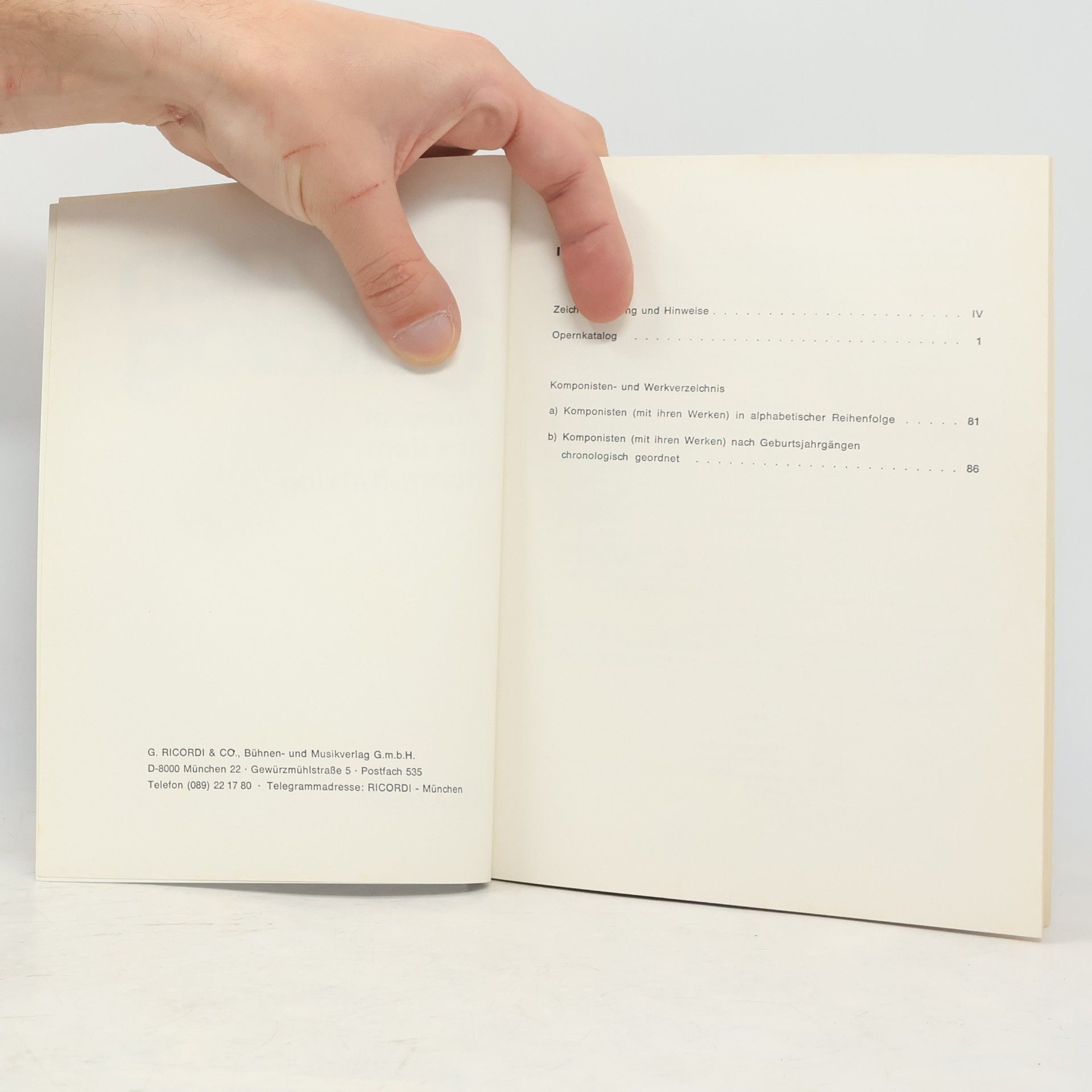 Autorenkollektiv Bühnen Katalog. Ricordi
