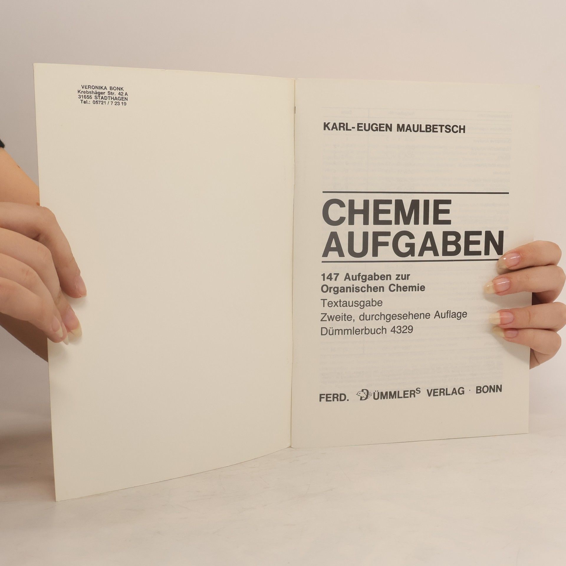 Karl Eugen Maulbetsch Chemie-Aufgaben