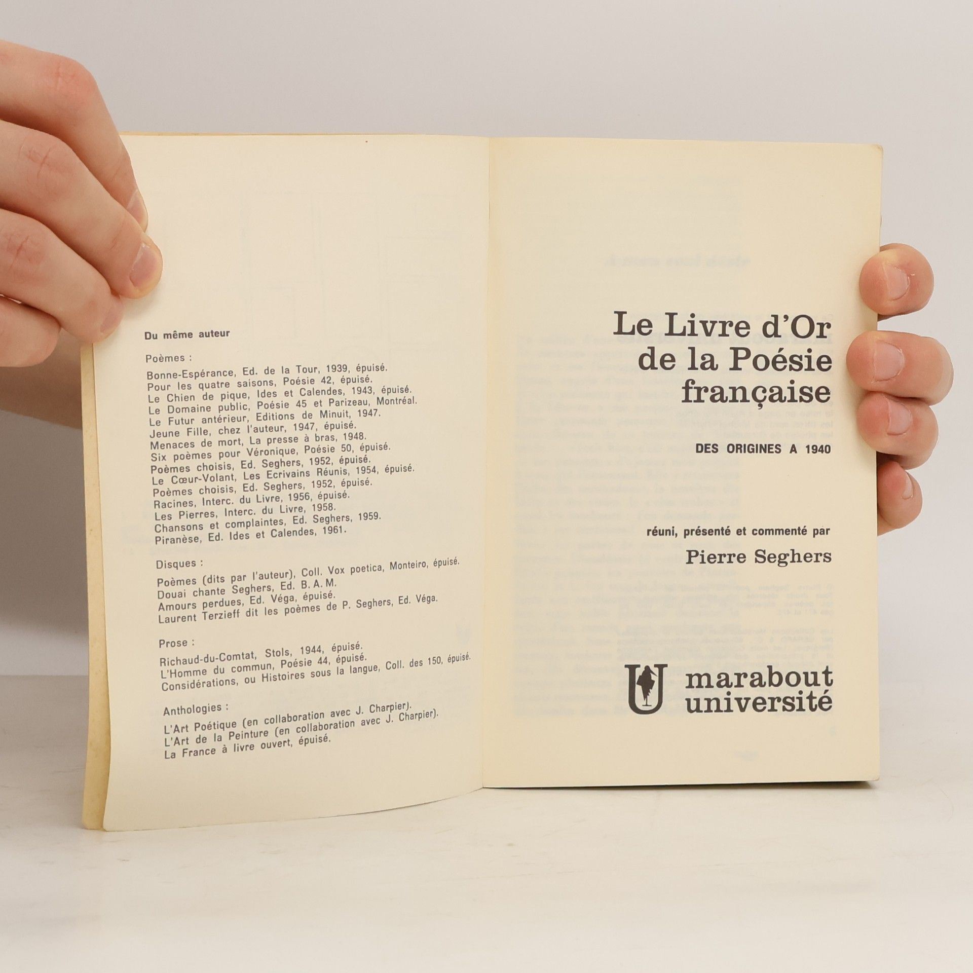 Pierre Seghers Le Livre d'Or de la poésie français