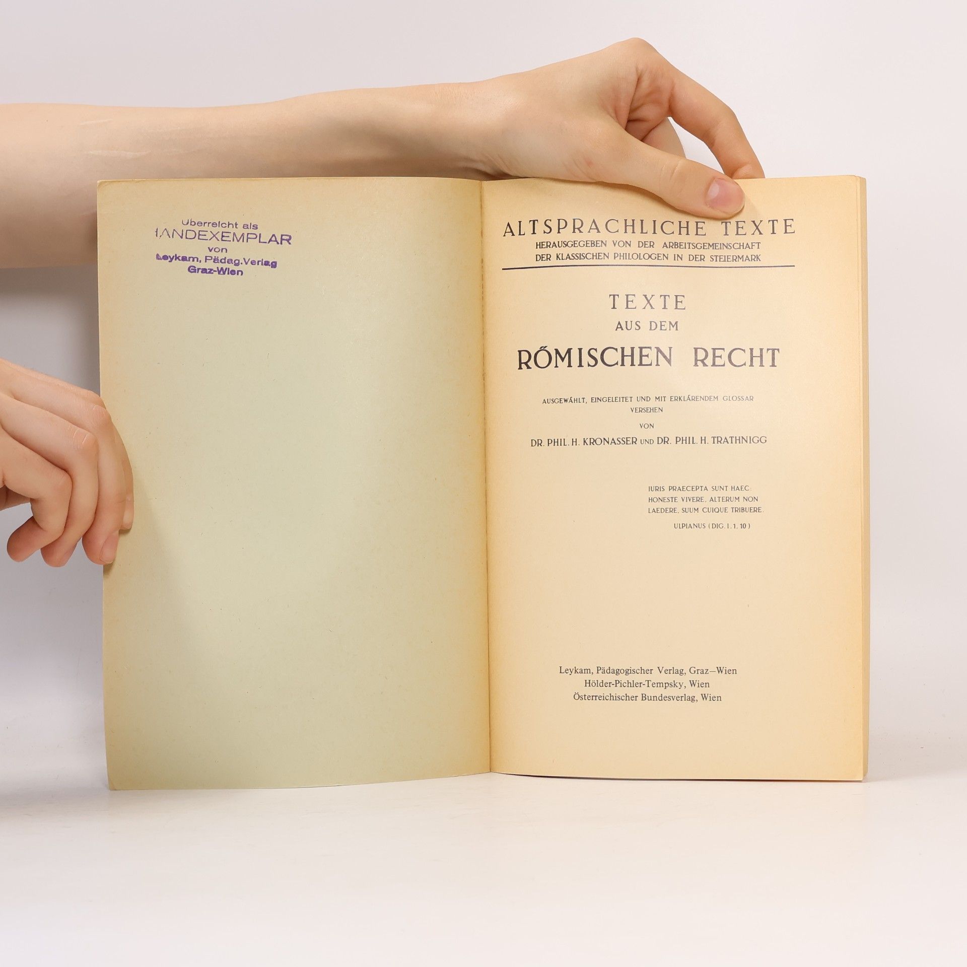 Heinz Kronasser Texte aus dem Römischen Recht