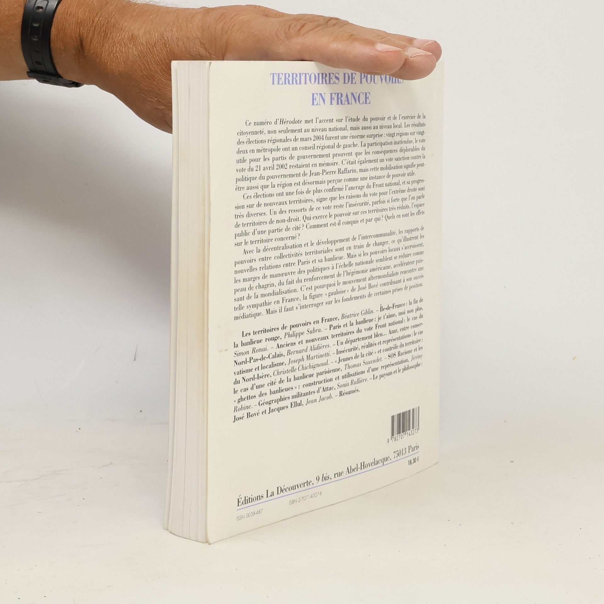 Revue Hérodote Hérodote numéro 113 - Territoires de pouvoirs en France