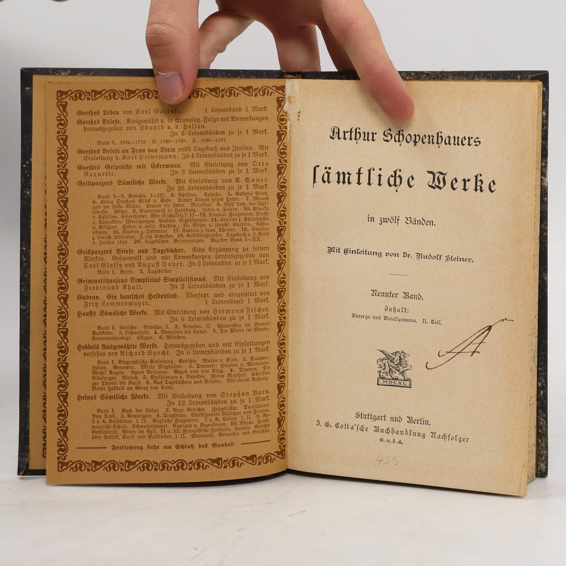 Arthur Schopenhauer Schopenhauers sämtliche Werke 9