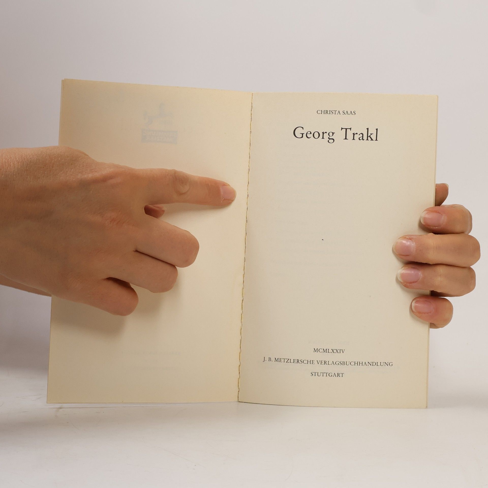 Christa Saas Sammlung Metzler - 124: Georg Trakl