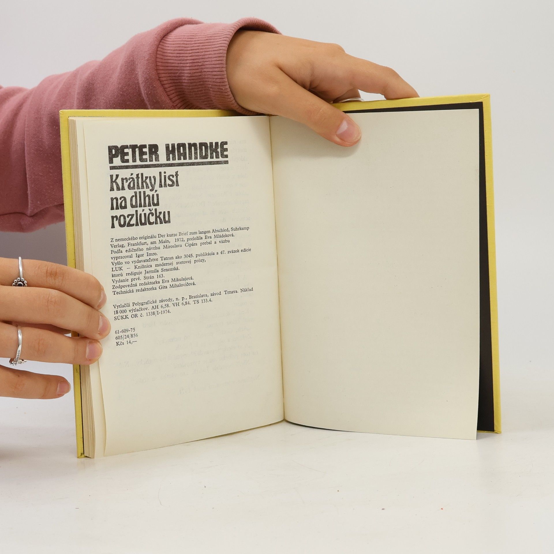 Peter Handke Krátky list na dlhú rozlúčku