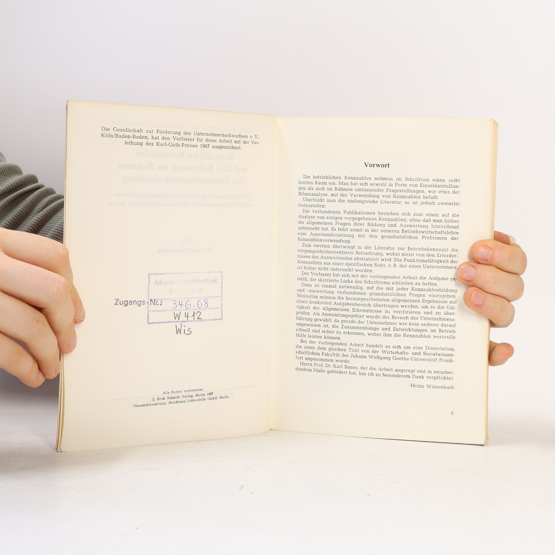 Heinz Wissenbach Betriebliche Kennzahlen und ihre Bedeutung im Rahmen der Unternehmerentscheidung